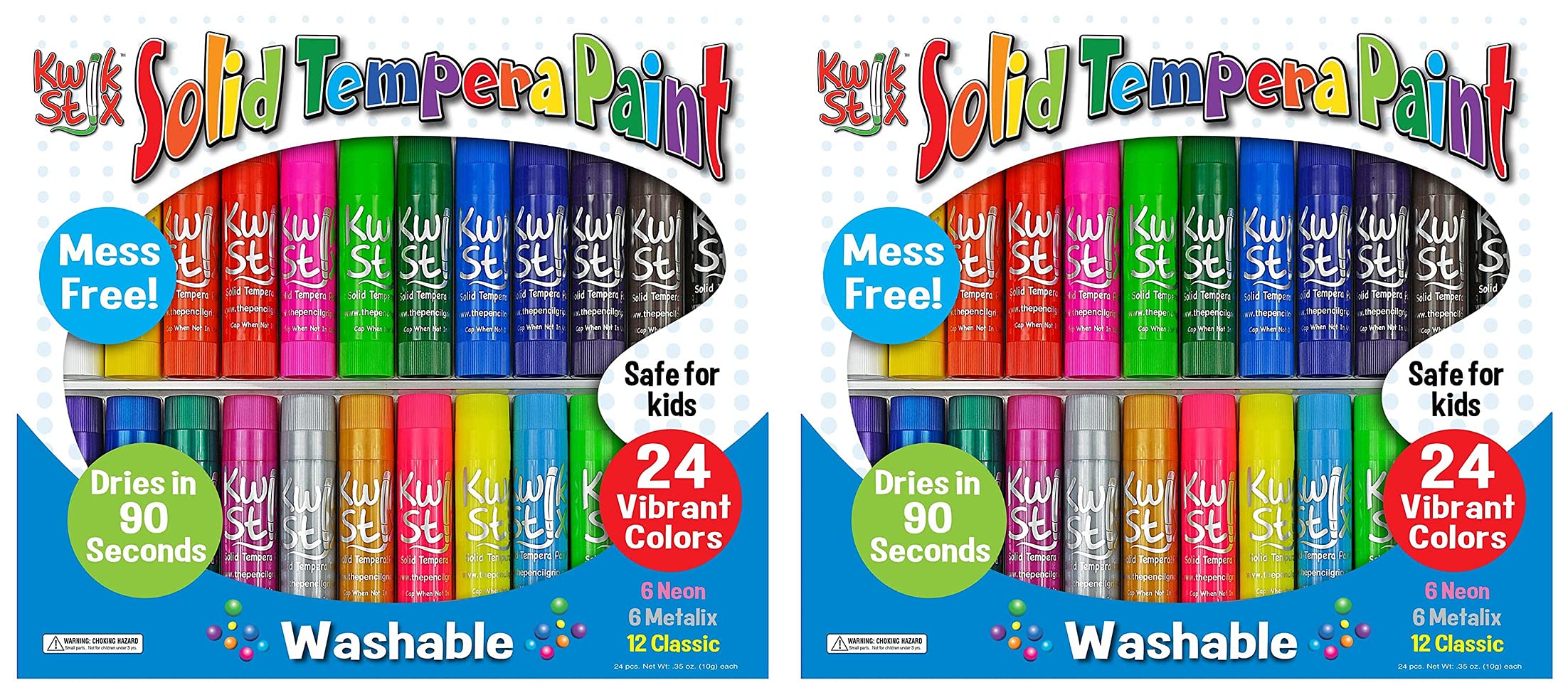 Kwik Stix Tempera Paint, Classic, Assorted 24 per Set (Тwo Рack) 12 Count (Pack of 2)