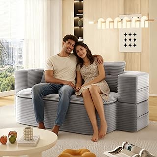 Compressed Sofa Bed for Small Spaces, 78.7" Foldable Sectional Cloud Couch, Convertible Floor Boneless Couches, Loveseat Sleeper with Multi Functional Blanket for Renters, Studio, Dorm(Light Grey)