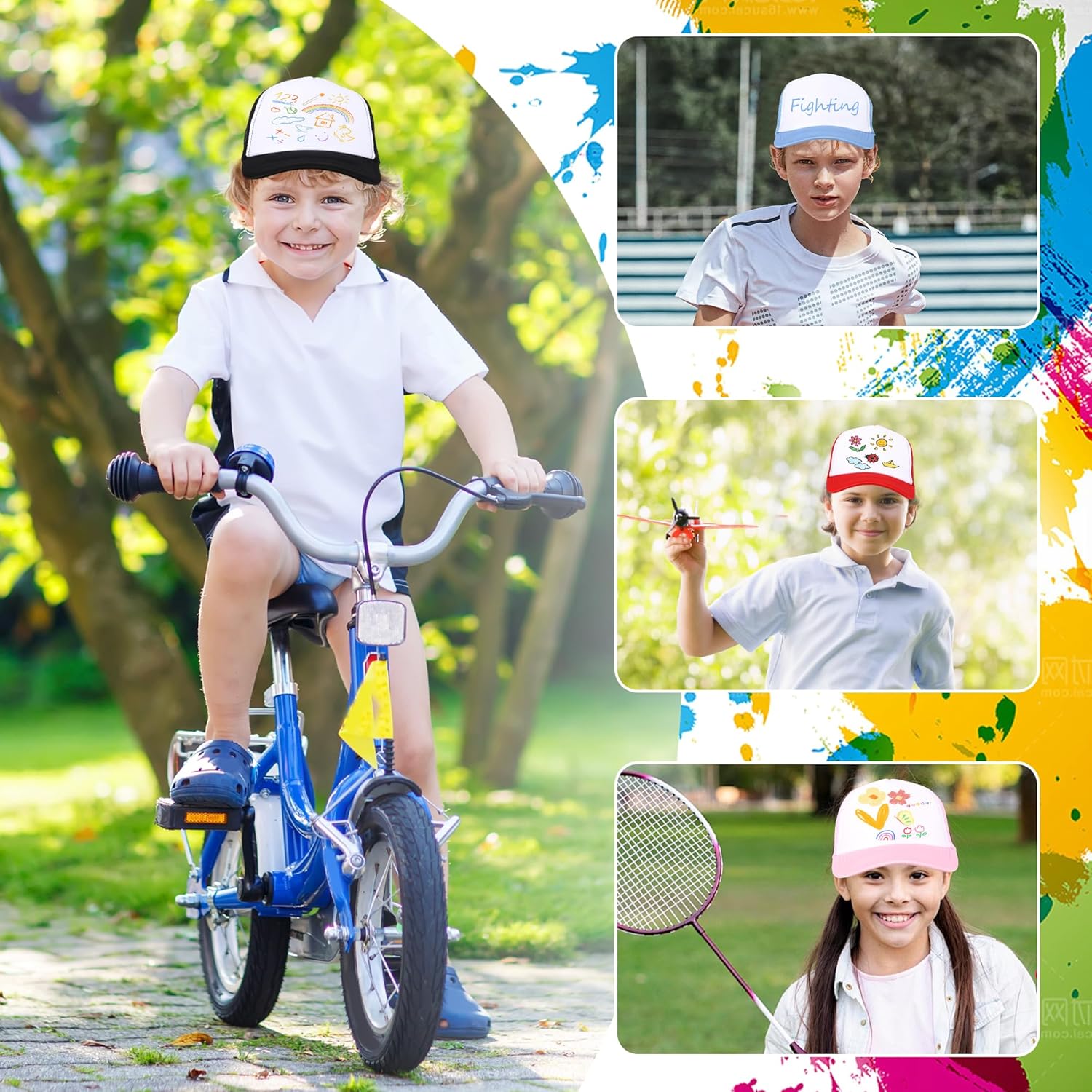 24 Pack Kids Trucker Hats, DIY Blank Sublimation Baseball Caps Adjustable Cool Summer Hats for Outdoor Sports Travel - Image 7