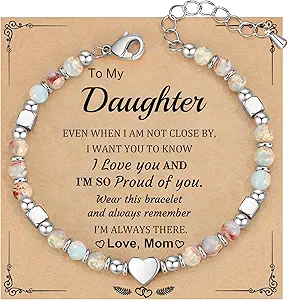 Christmas Gifts for Women, Stocking Stuffers for Teens Beaded Bracelets for Women Gifts for Mom Christmas Gift Mothers Day Gift for Grandma Daughter Bonus Mom Nature Stone Bead Bracelet Graduation Jewelry for Her 2026