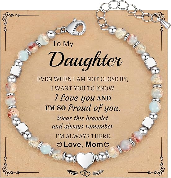 Christmas Gifts for Women, Stocking Stuffers for Teens Beaded Bracelets for Women Gifts for Mom Christmas Gift Mothers Day Gift for Grandma Daughter Bonus Mom Nature Stone Bead Bracelet Graduation Jewelry for Her 2026
