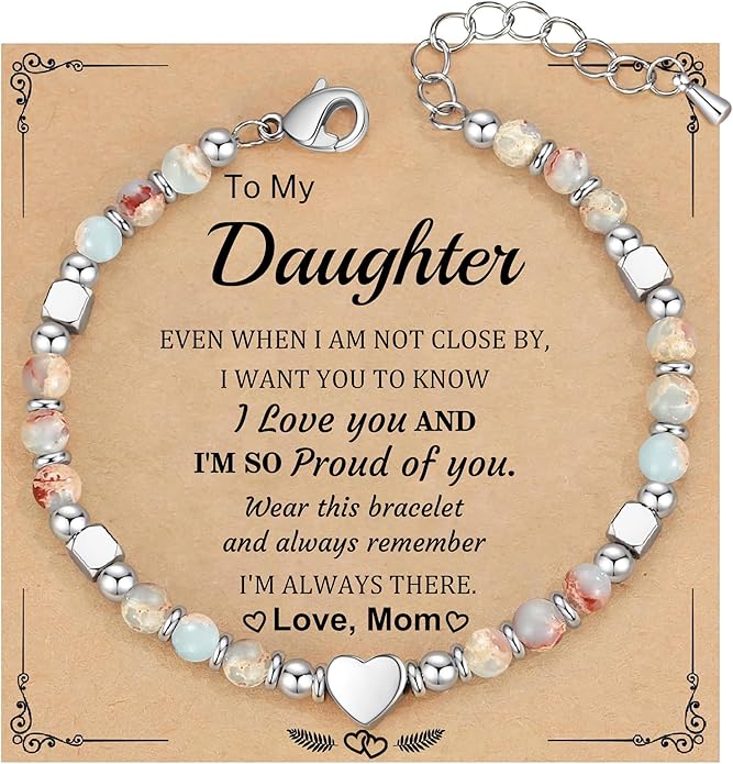 Christmas Gifts for Women, Stocking Stuffers for Teens Beaded Bracelets for Women Gifts for Mom Christmas Gift Mothers Day Gift for Grandma Daughter Bonus Mom Nature Stone Bead Bracelet Graduation Jewelry for Her 2026