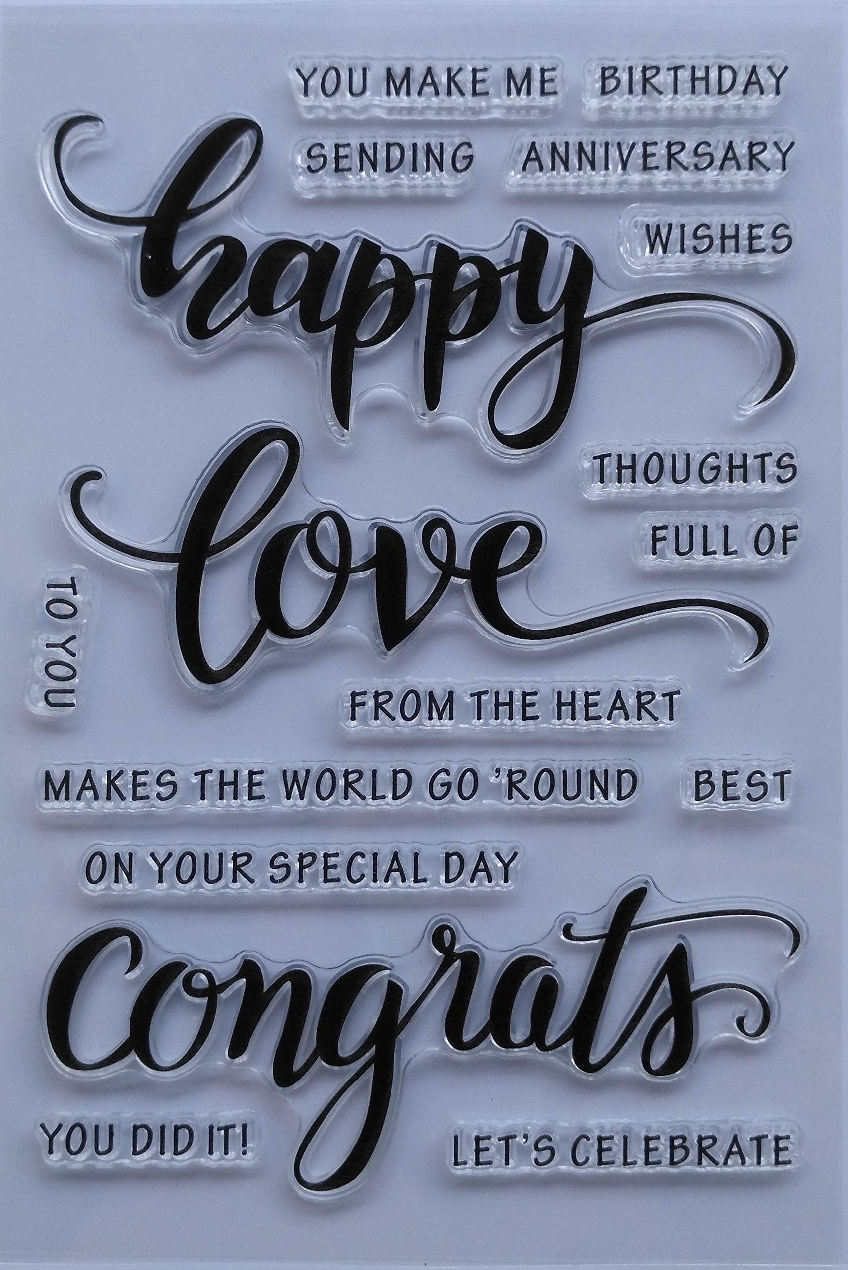 MaGuo Words Clear Stamps Happy Love Congrats for DIY Paper Craft Card Making Decoration or Scrapbooking
