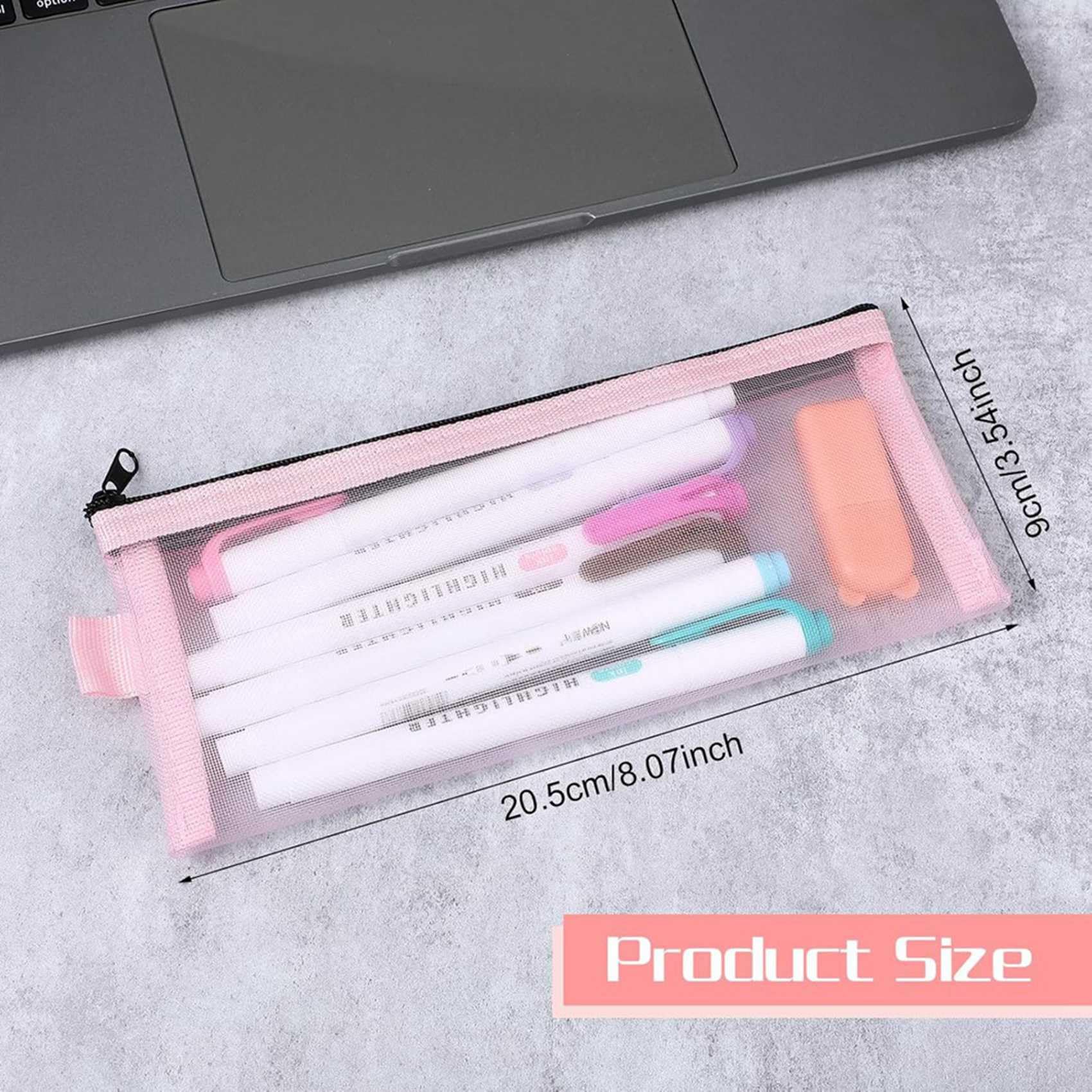 Estuche transparente de 100 piezas para lápices de exámenes, de de nailon con cremallera, bolsa de cosméticos, bolsa de almacenamiento para artículos de papelería