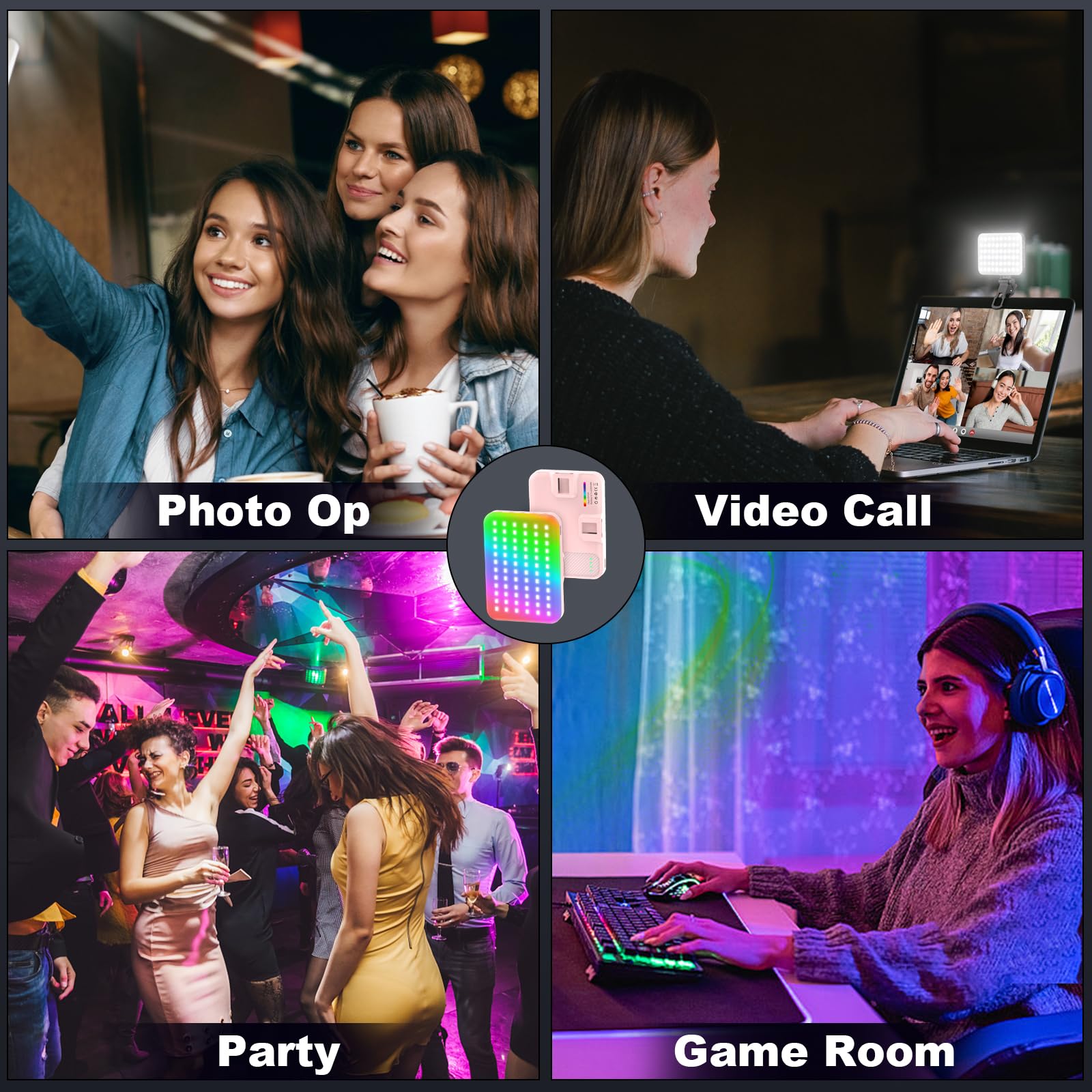 108 LED Video Light, 2500K-6500K RGB Selfie Light for iPhone-CRI 97+, 2200mAh Camera Light with 3CCT/RGB 360° Full Color/20 Lighting Effects, Portable Phone Light for Party, Photography, Streaming