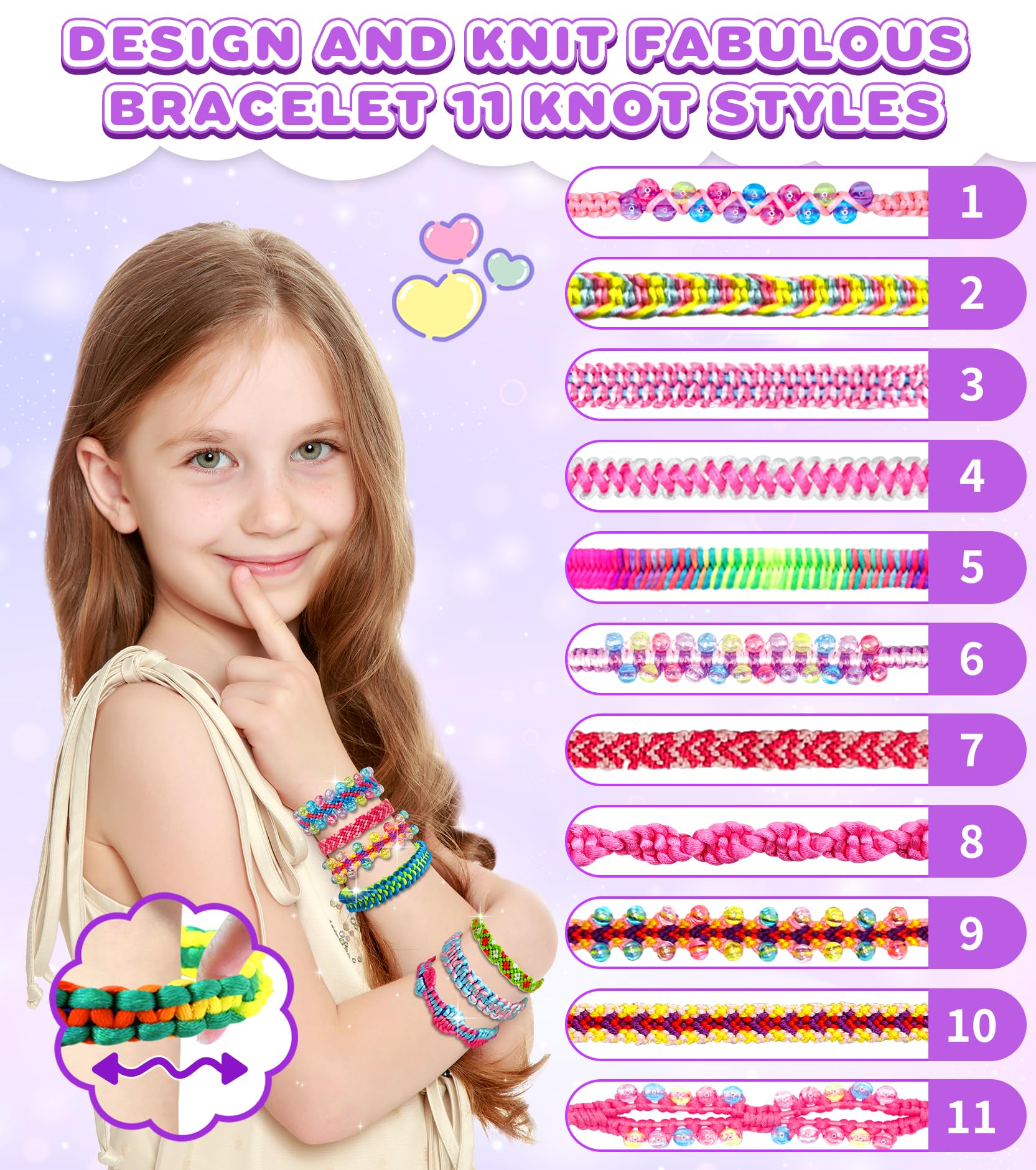 Perbabe Kit Braccialetti Fai Da te Bambina, Crea Braccialetti Bambina Kit Artigianale Braccialetti Amicizia Regalo Compleanno Bambina, Giochi Creativi per Ragazze Età 6 7 8 9 10 11 12 Anni