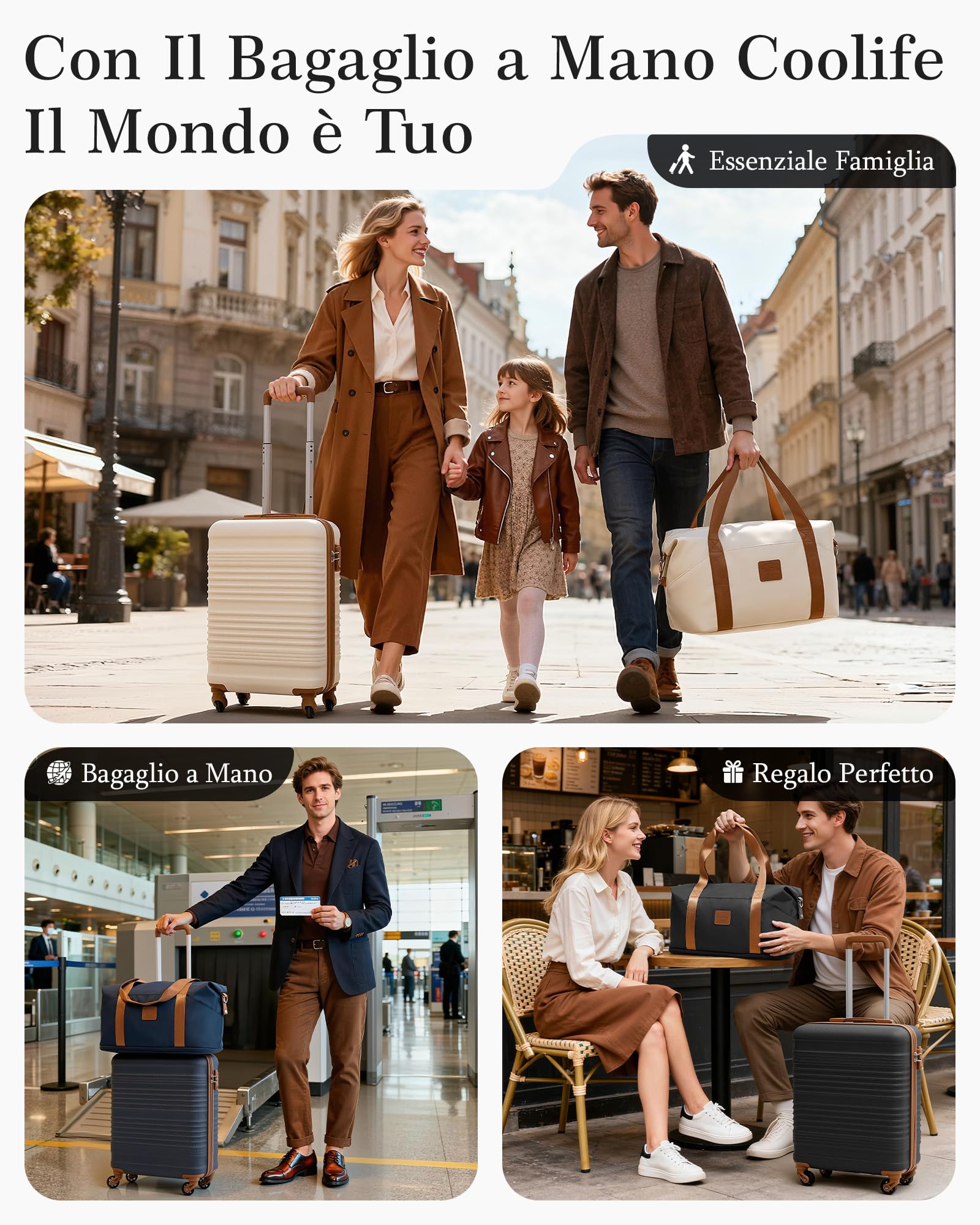 COOLIFE Valigia Cabina 55x40x20cm EasyJet Ryanair Bagaglio Mano Rigida | PC+ABS Lucchetto TSA 4 ruote, leggera e resistente – Ideale per priority boarding, viaggi d'affari, weekend & city break