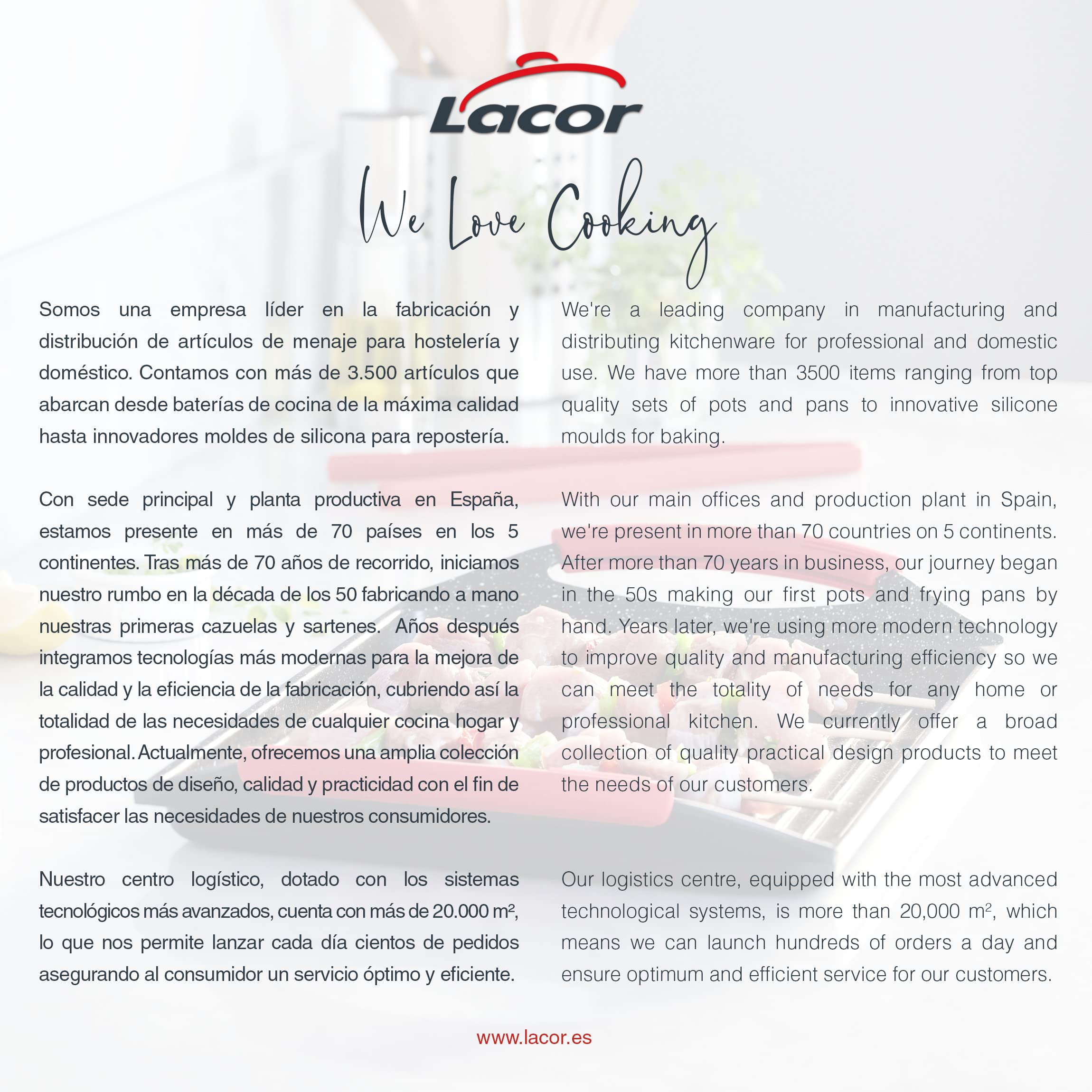 Lacor 24135 - Griglia in pietra ecologica liscia, nera, 33 x 25 cm | Utensile professionale duraturo; progettato per prestazioni ottimali e una pulizia rapida in lavastoviglie