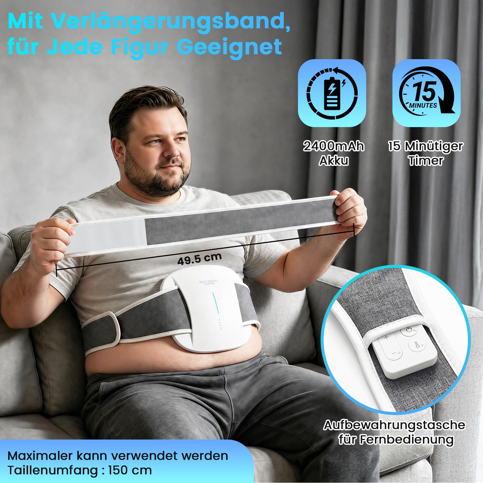 EMS Bauchmuskeltrainer, 3D Bauchmuskeltrainer mit 6 Modi 20 Intensitäten, Bauchtrainer mit 3 Stufige Heizung, mit Fernbedienung für Bauchmuskel Muskelaufbau, Geschenk für Männer Frauen