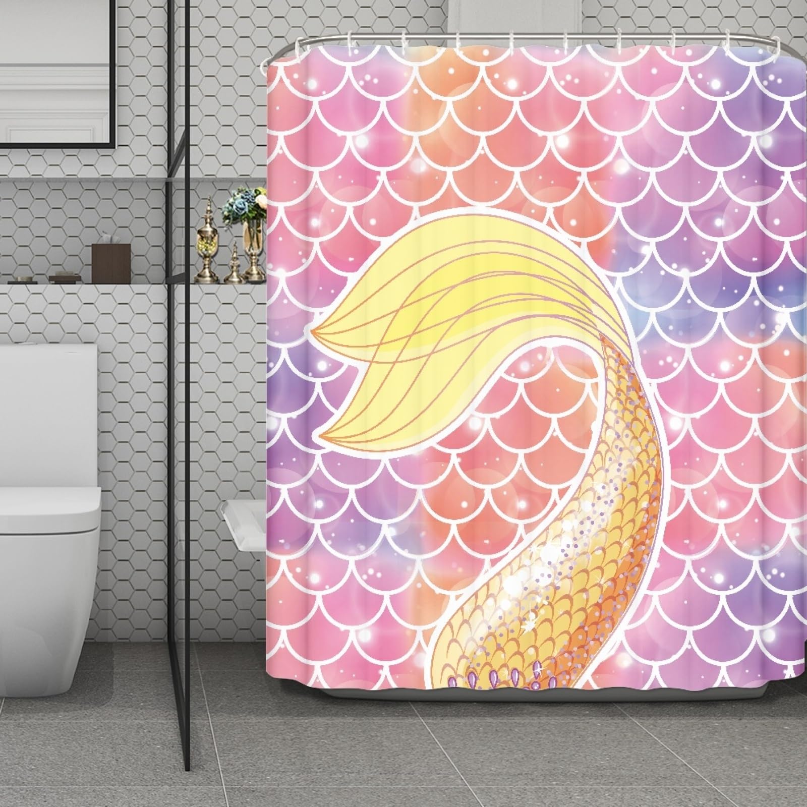 Rideau douche anti éclaboussures rideaux de douche tissu lavable 180x220