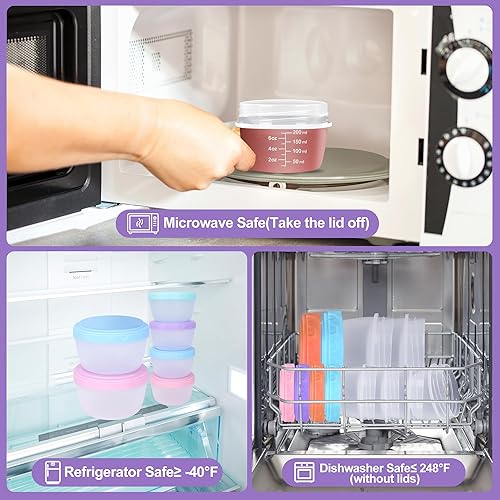 Miniatura 4 de Paquete de 16 recipientes de almacenamiento de alimentos de varios tamaños con tapas, 2 onzas, 5 onzas, 10 onzas, 18 onzas), irrompibles sin BPA,
