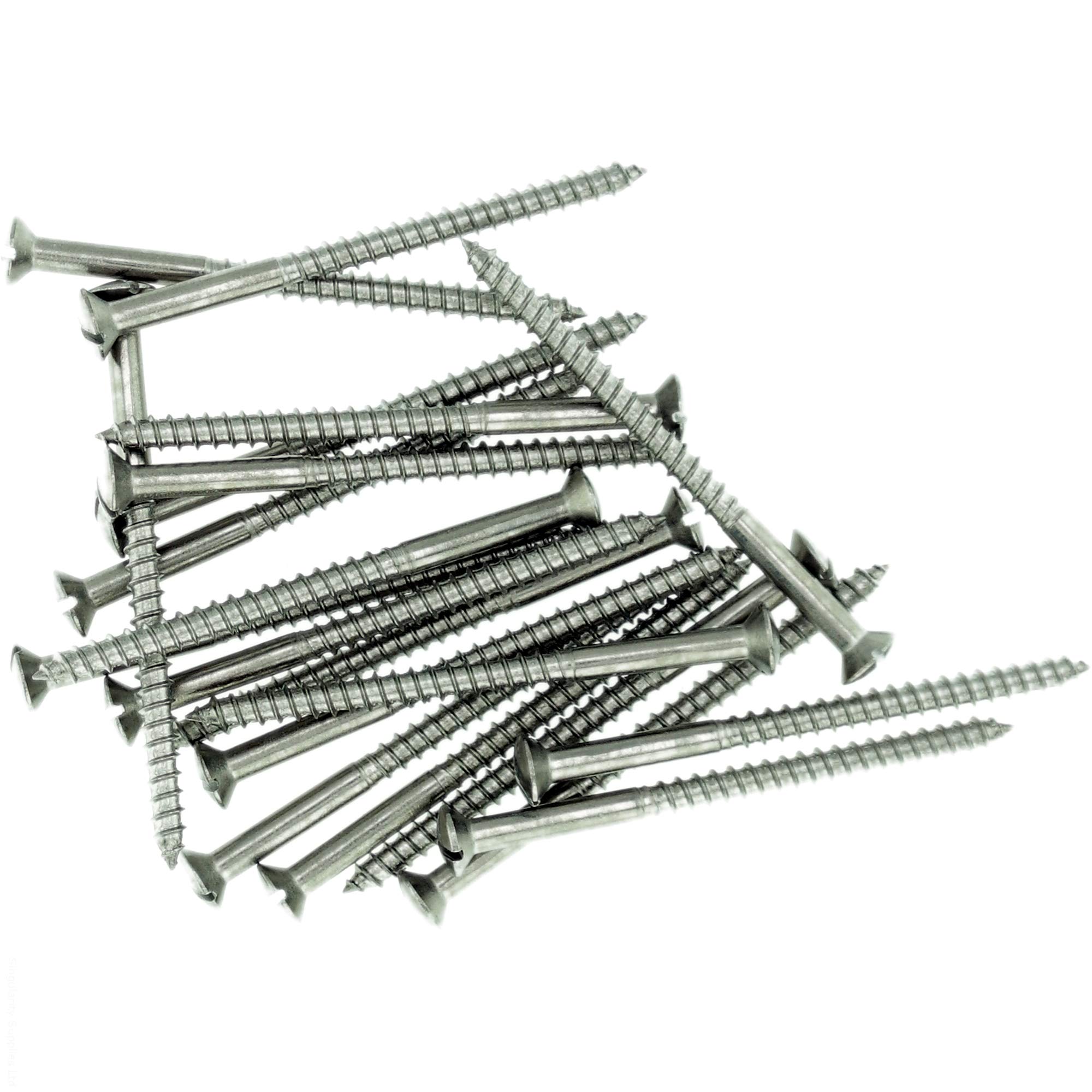 Singularity Supplies No.6 X 1.78 (3.5Mm X 45Mm) Slot Raised Countersunk Wood Screw - Stainless Steel (A2) (Pack Of 20)