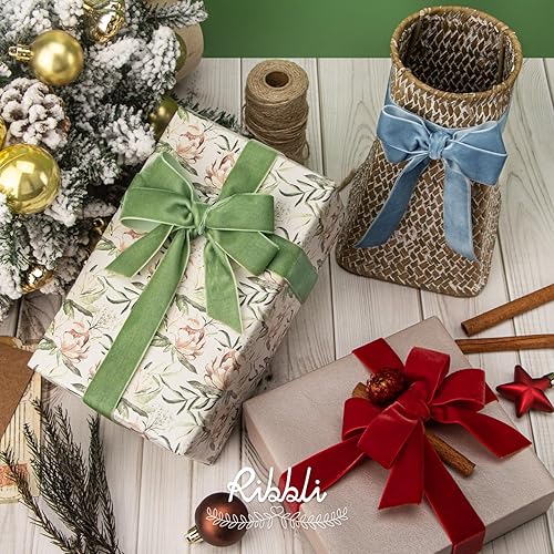 Miniatura 5 de Ribbli - Cinta de terciopelo roja de poliéster, 1 pulgada, carrete de 10 yardas, uso para gargantilla, envoltura de regalo, ramos florales, botones