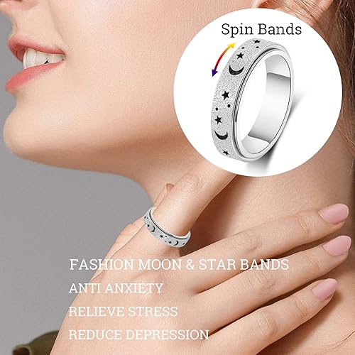 Miniatura 3 de Anillo giratorio para la ansiedad para mujeres, anillos para ansiedad, anillos para ansiedad, juguetes para aliviar la ansiedad, juguetes para