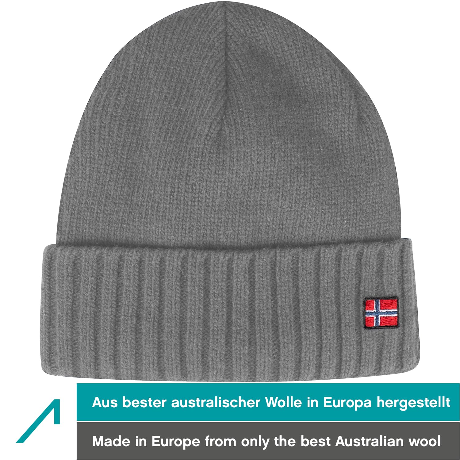 ACE Bonnet d'hiver Norway - Bonnet tricoté en Laine de Mouton pour Adultes - Bonnet en Laine pour Femmes et Hommes
