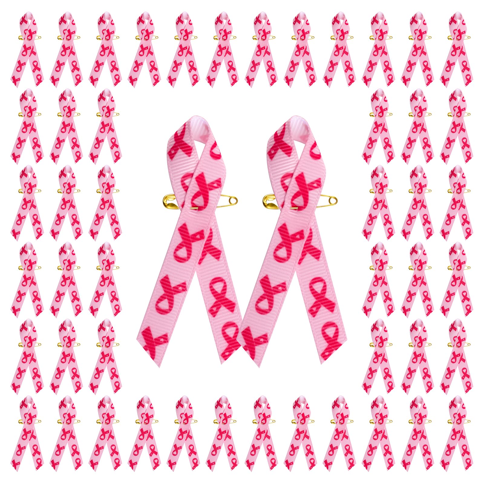 CRAFFANCY 100 Pièces Octobre Rose Pins, Broche Octobre Rose Motif de Ruban Rose pour la Sensibilisation au Cancer du Sein Decoration avec Épingles à Nourrice pour Activités Associatives Accessoires