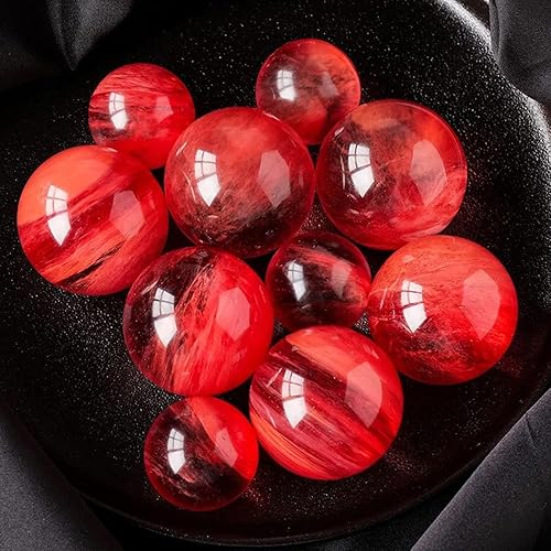 Miniatura 5 de Bola de cristal de cuarzo fundido rojo transparente  Bola de obsidiana roja  Esfera de bola de rubí de cristal rojo natural  Piedra preciosa de