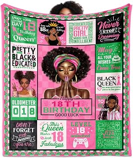 African American Sweet 18 Gifts for Girls, 18th Birthday Gifts for Black Girls, 18 Year Old Girl Birthday Gift Ideas, 18th Bday Decorations, Bday Presents for 18 Year Old Blanket 50"X60"