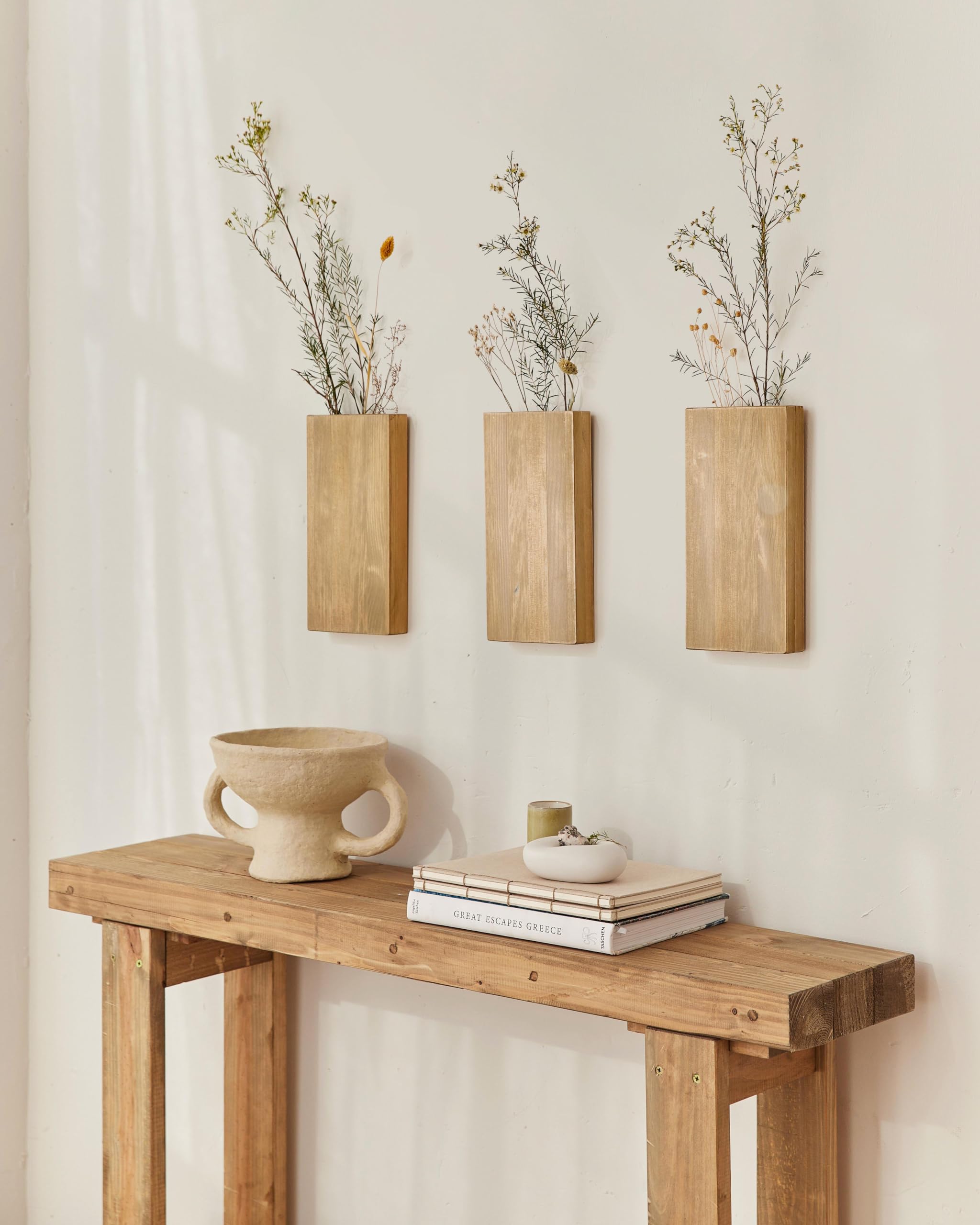 HANNUN - Mueble Recibidor Zinek | Consola Estrecha para Entrada o Pasillo | Estilo Rústico | 120 x 85 Cm | Madera Maciza Abeto Sostenible Recuperada
