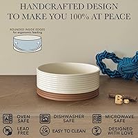 Vista 3 de Mora Ceramic Pet Bowl - Large Food/Water Dish for Large Dogs, Cats, Great Dane, Mastiff - 50oz or 8 Cups - Basic Bowls - Vanilla White