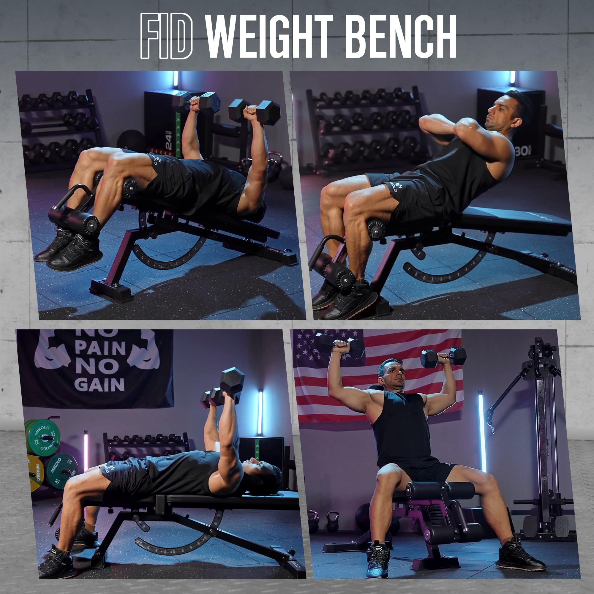 1200LB Weight Bench, Adjustable Workout Bench with Detachable Leg Support, Vertical Storage Space-Saving Exercise Bench for Home Gym, Incline Flat Decline Sit Up Bench for Full Body Fitness