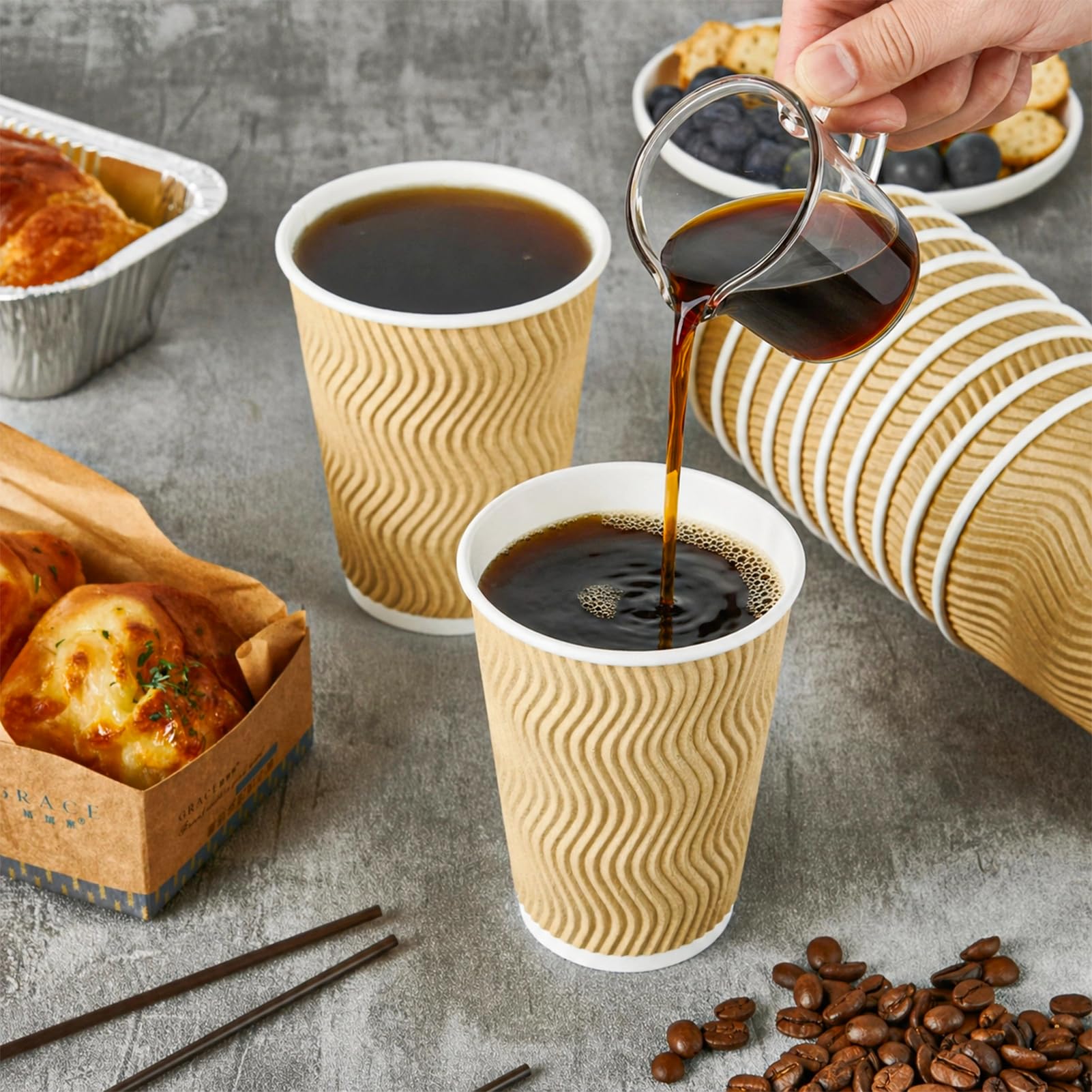 Amazon.com: DAILYPACK 80 Count 12 oz Coffee Cups, Insulated Ripple Wall  Paper Hot Cups, Leak-Proof Paper Cups for Coffee, Tea, Cocoa, Perfect for  Office, Party, Travel : Health & Household