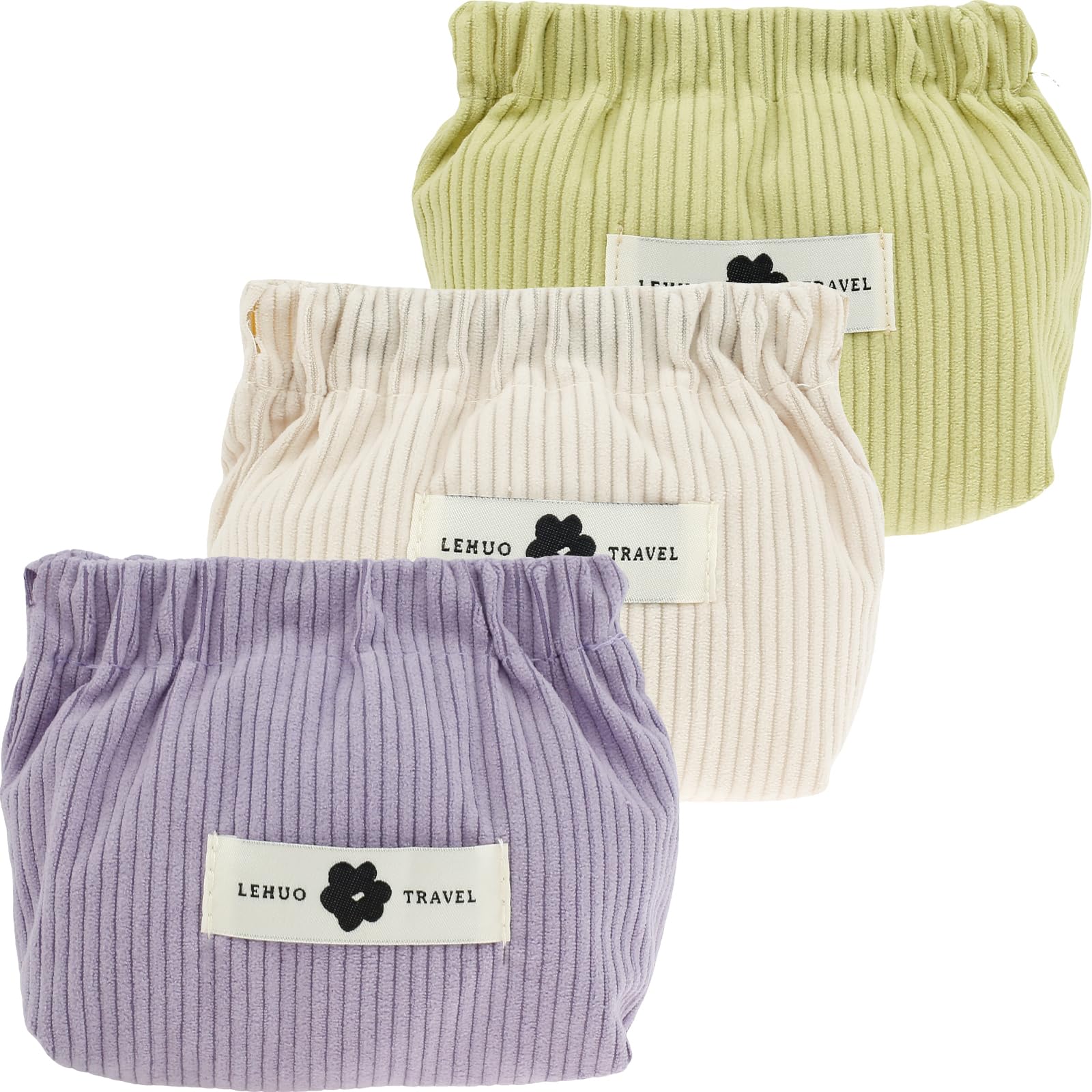 PandaHug 3Pcs Corduroy Elastic Hair Tie Organizer