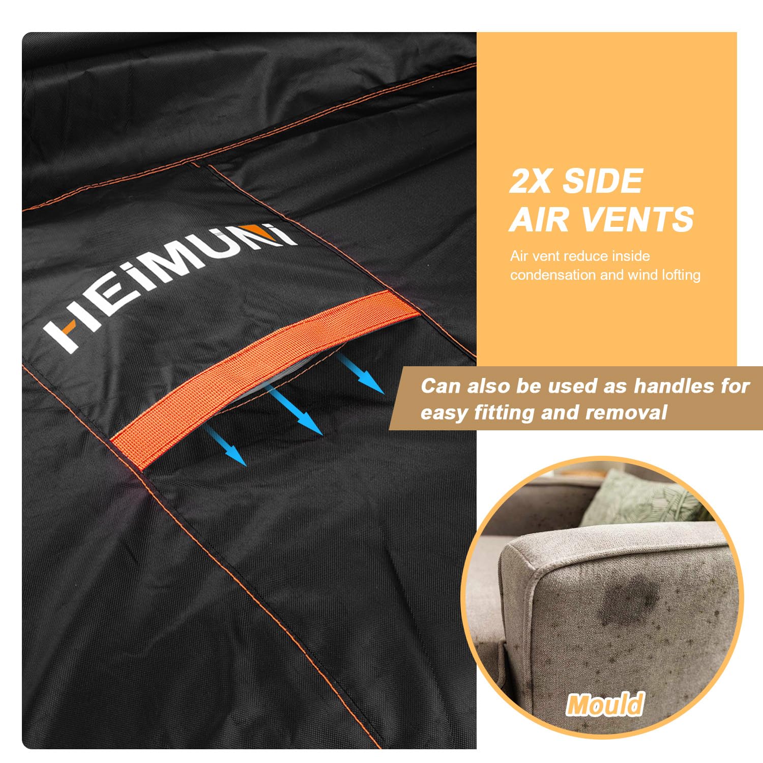 HEIMUNI Coperture per Mobili da Giardino, Panno Oxford Impermeabile Copertura,Tavoli e Sedie da Cortile Raggi UV, Copertura Tavolo Esterno, Giardino Copertura per Tavoli, Sedie, 120X90X75cm