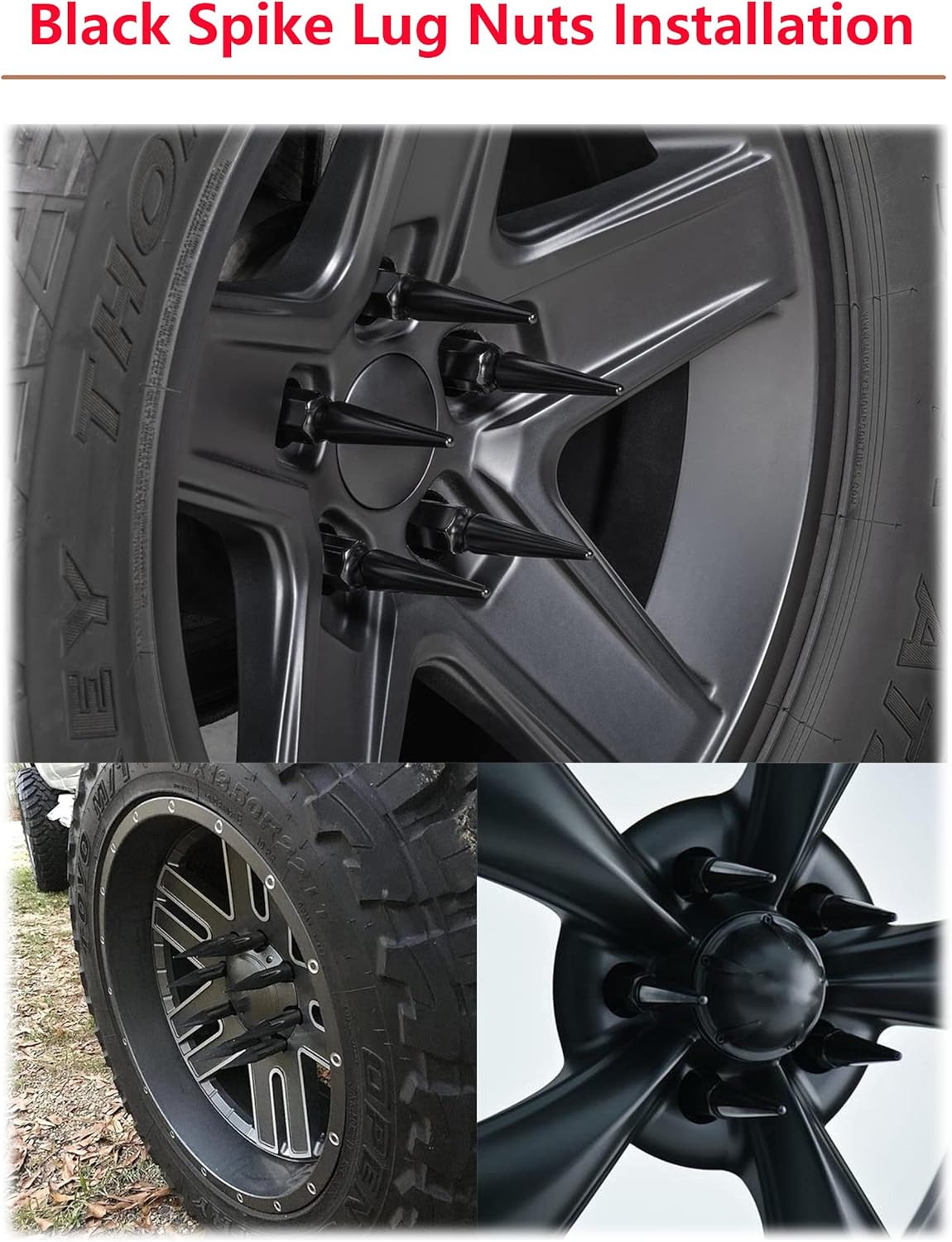 TCP Hardware Group M14x1.5 Spike Lug Nuts with Cone Seat | Black Wheel Lug Nuts Compatible with Chevrolet Silverado 1500 Ford Expedition F-150 Jeep Grand Cherokee & More, Set of 32 : Everything Else
