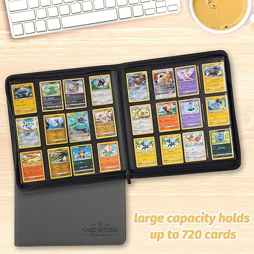 Miniatura 6 de Foalgo Carpeta de tarjetas intercambiables, carpeta de álbum de colección de tarjetas con 720 bolsillos laterales de carga, carpeta de álbum de 12