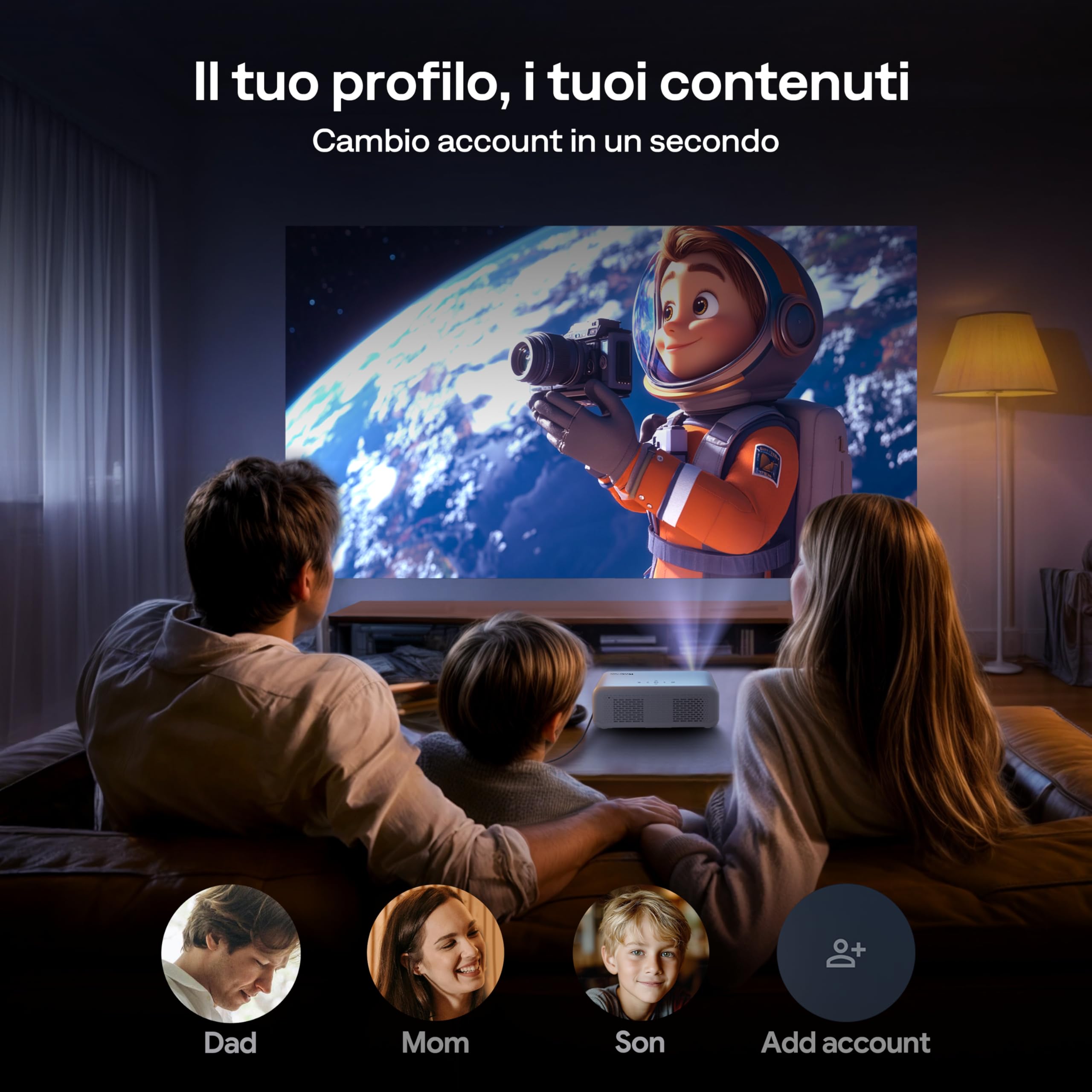 Aurzen Eazze D1G con Google TV proiettore 4k smart tv nativo videoproiettore da esterno Full HD 1080P con DoIby Audio, messa a fuoco automatica e Keystone mini wifi bluetooth video proiettore
