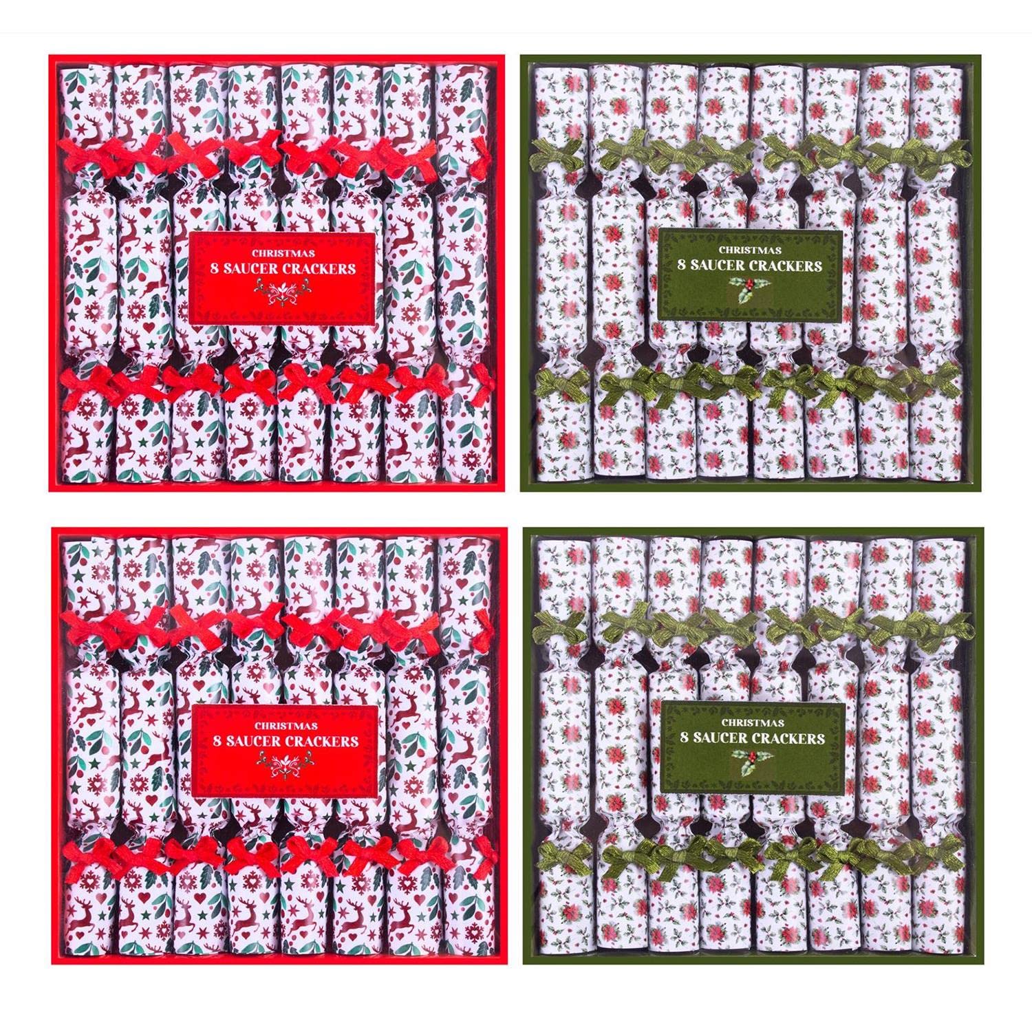 Yöl Pack Of 32 Mini Saucer Christmas Crackers Afternoon Tea Breakfast Xmas Table Deco