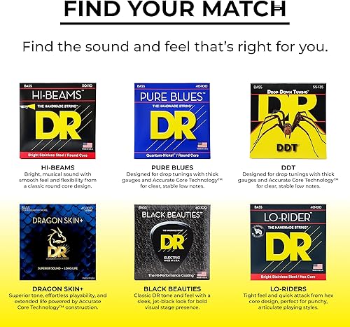 Miniatura 9 de DR Strings Níquel Lo-Rider - Bajo de núcleo hexagonal niquelado 45-105