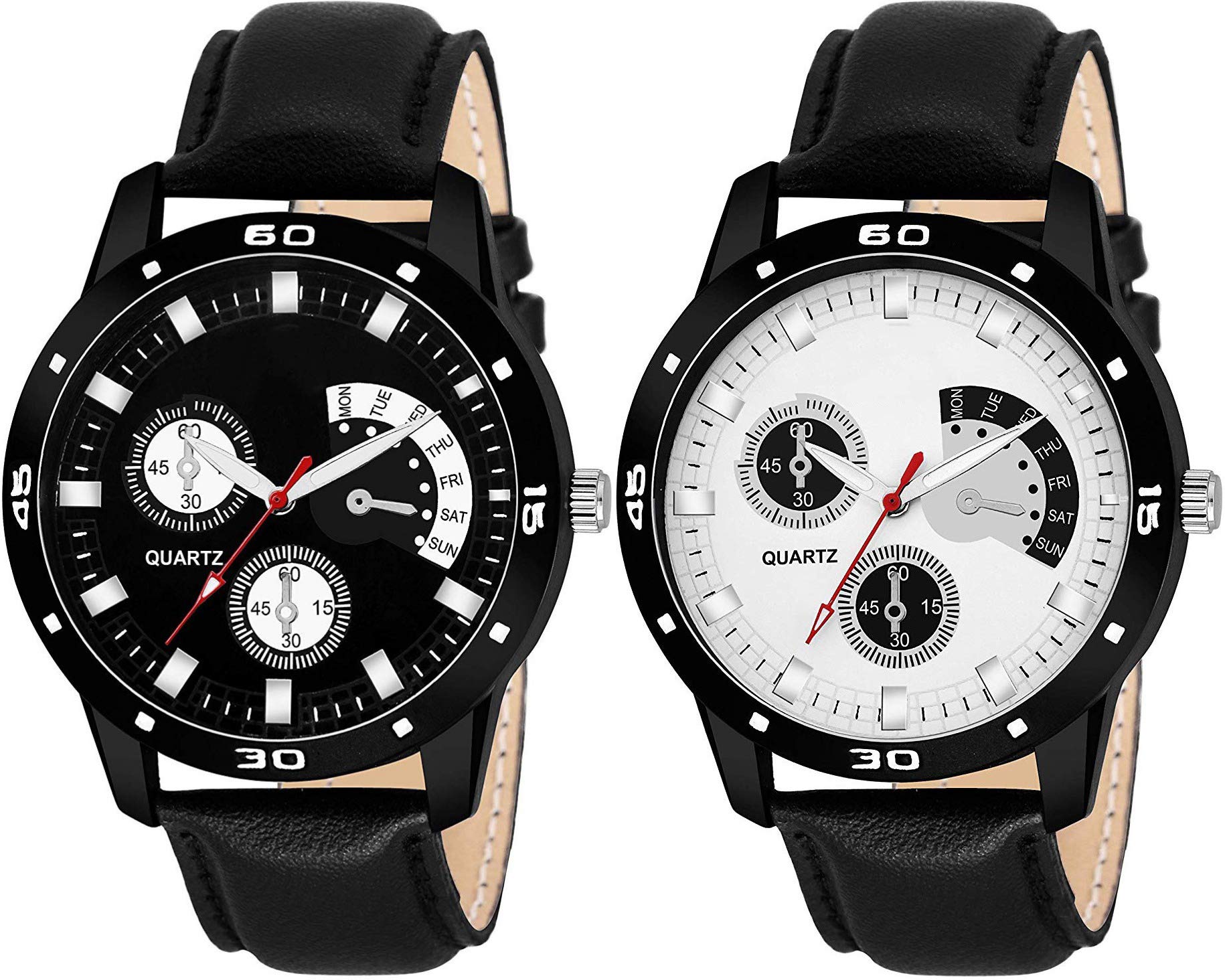 Maa Creation Formal Black & White Leather Analog Watch for Men & Boy (B07XWM4RVY) Amazon Price History, Amazon Price Tracker