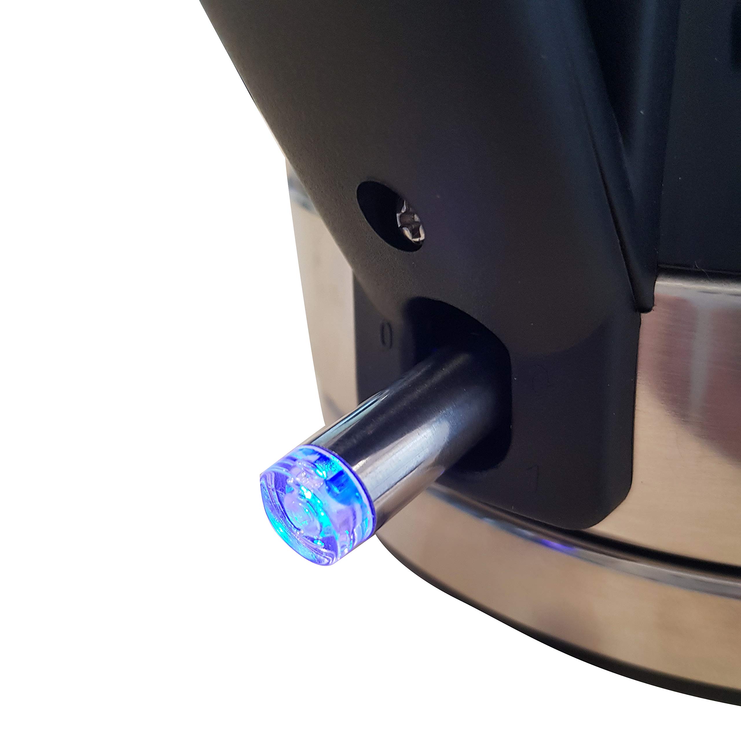 MPM MCZ-58/C Hervidor de agua Eléctrico 1,7 Litros, Recipiente Acero Inoxidable sin BPA, Resistencia Oculta, Apagado Automático, Inalámbrico 360º sin Cable, Filtro de Cal, 2200 W, Negro