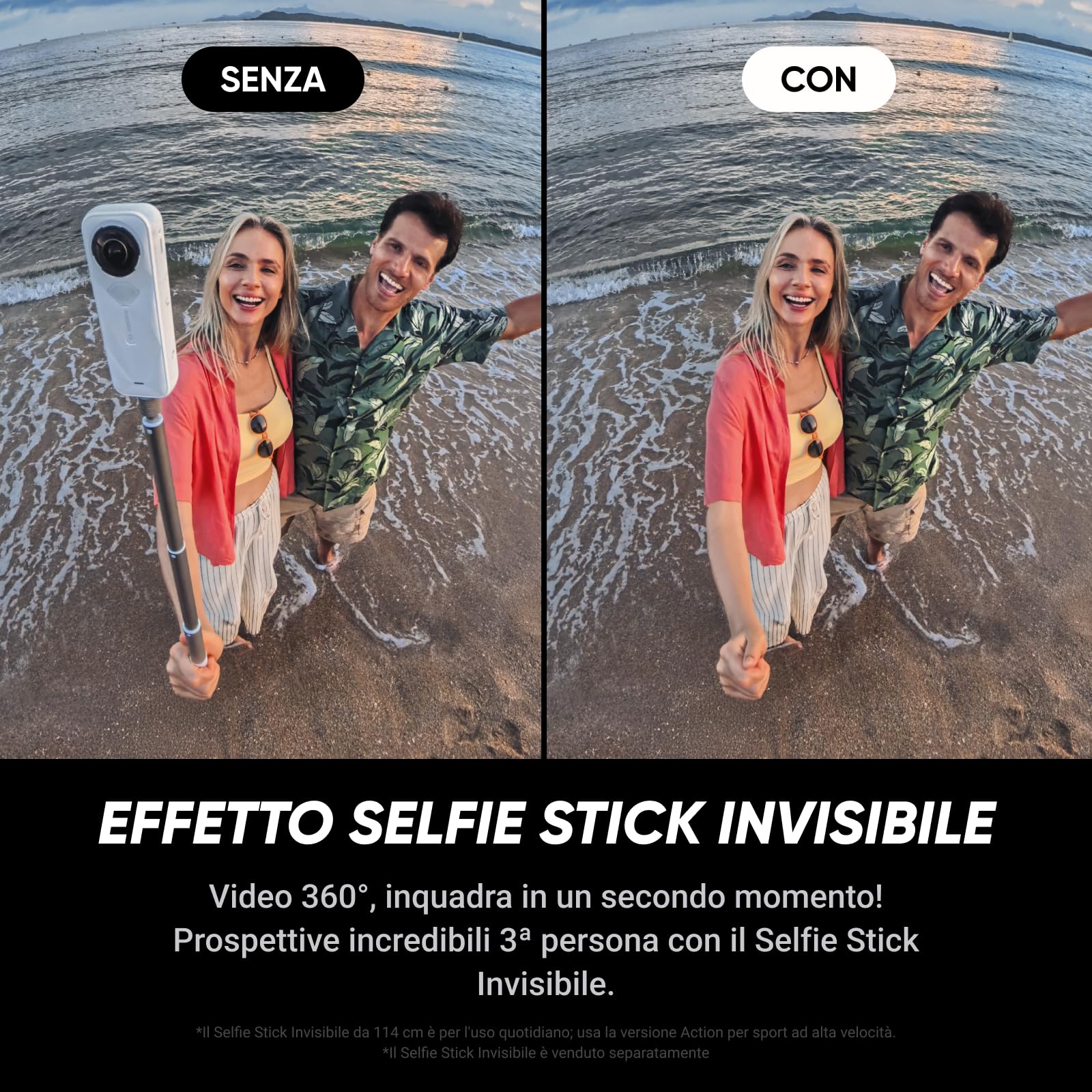 Insta360 X5 Pack Essential Bianco Satinato - Camera Impermeabile 8K 360º, Superba in Bassa Luce, Selfie Stick Invisibile, Obiettivi Sostituibili, Batteria con Autonomia 3 ore, Cover Antivento