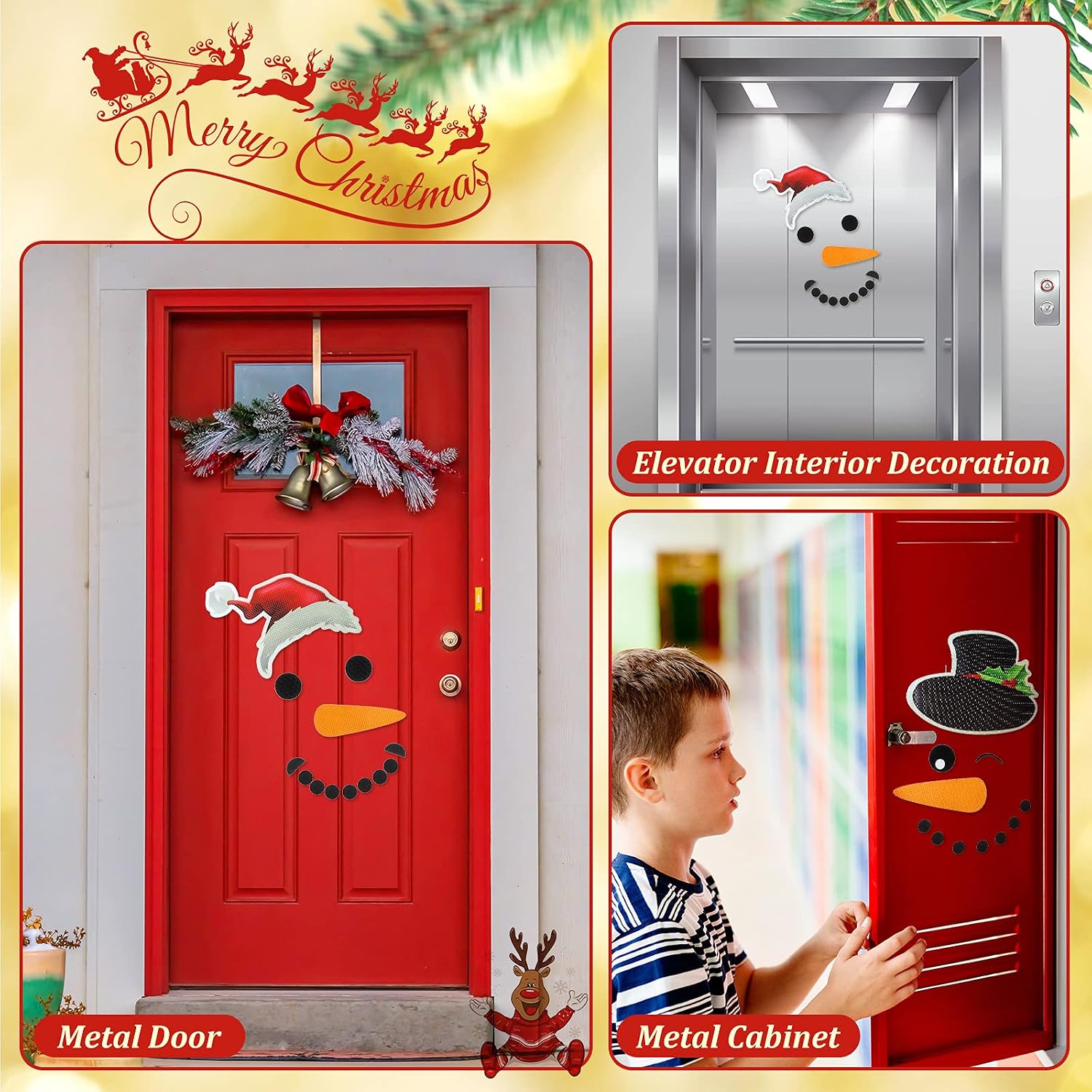 Flutesan Christmas Garage Door Decor Christmas Snowman Magnet Decor Snowman Face Garage Door Reflective Car Magnet Sticker Refrigerator(Classic) image 5
