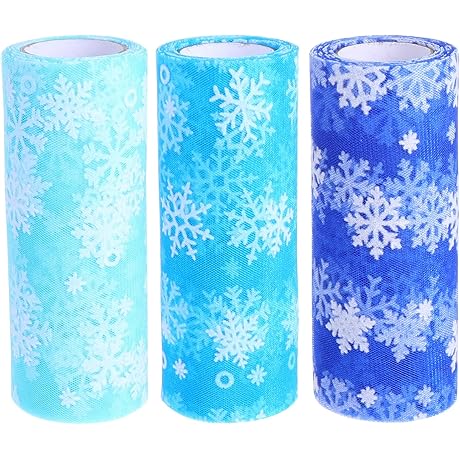 Pack of 3 Christmas Snowflake Tulle Rolls