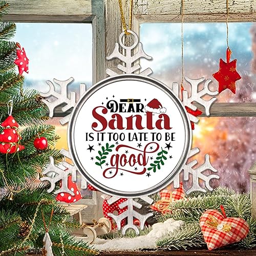 Miniatura 6 de CowkissSign Adorno de Navidad de copo de nieve  Adornos para árbol de Navidad Dear Santa is It Too Late to Be Good, adorno de copo de nieve de
