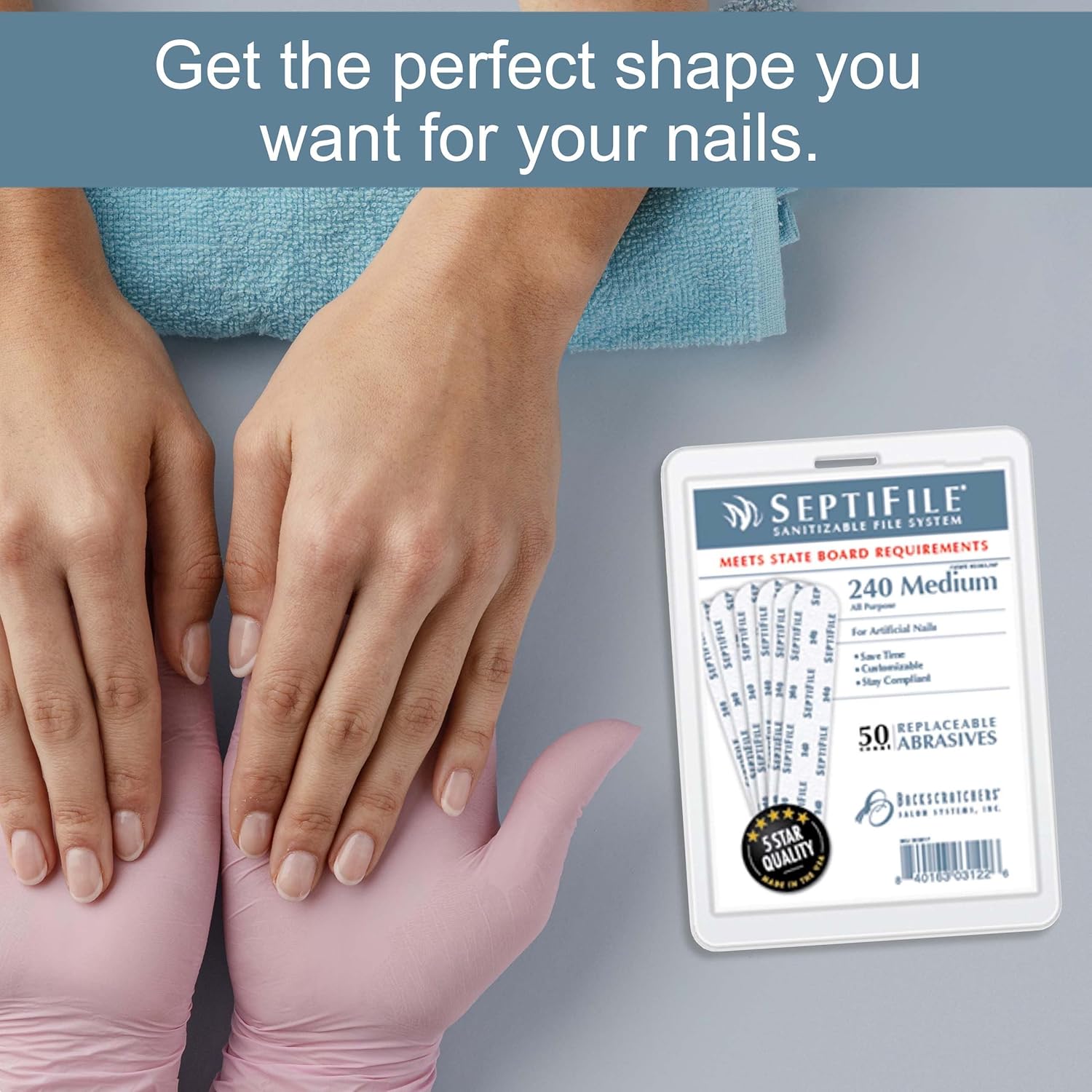 Backscratchers 240 Medium grit SeptiFile Refills - All Purpose Nail Buffer