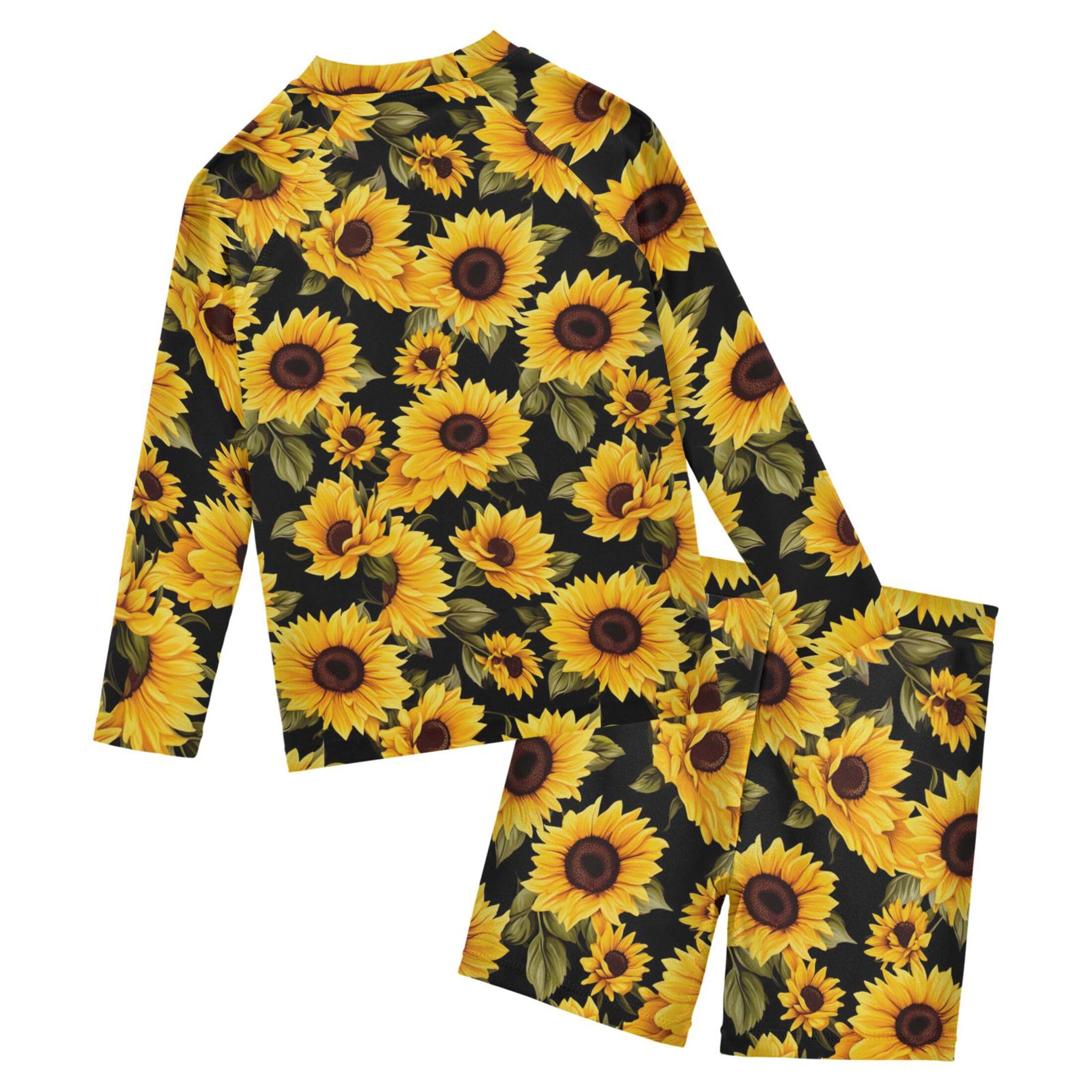Sunflower Flowers Toddlers and Baby Boys' Swimsuit Trunk and Rashguard Set B0402458