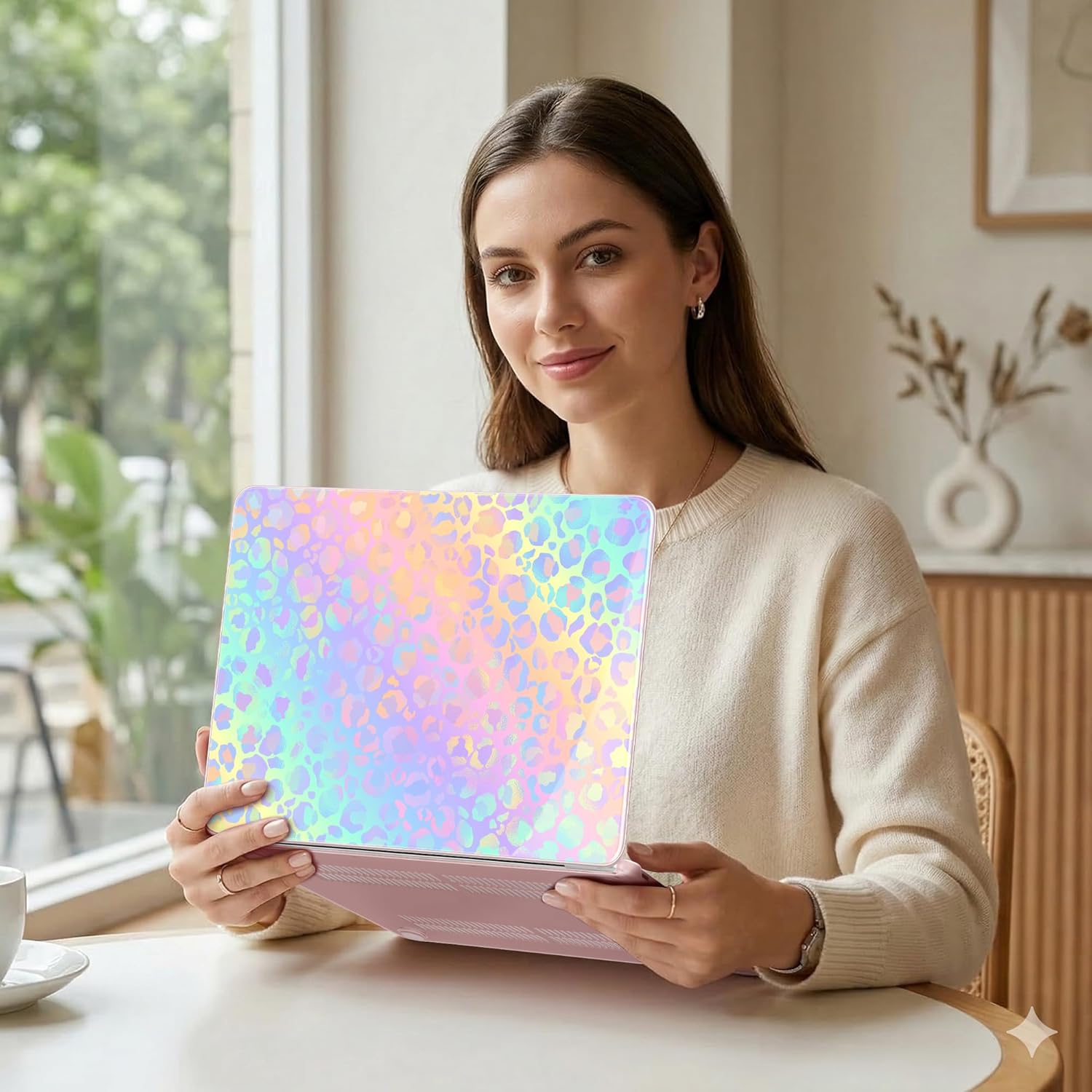 DONGKE Compatible with MacBook Neo 13 Inch Case 2026 A3404 A18 Pro chip & Touch ID, Plastic Hard Shell with Keyboard Cover, Screen Protector & Dust Plugs, Colorful Leopard
