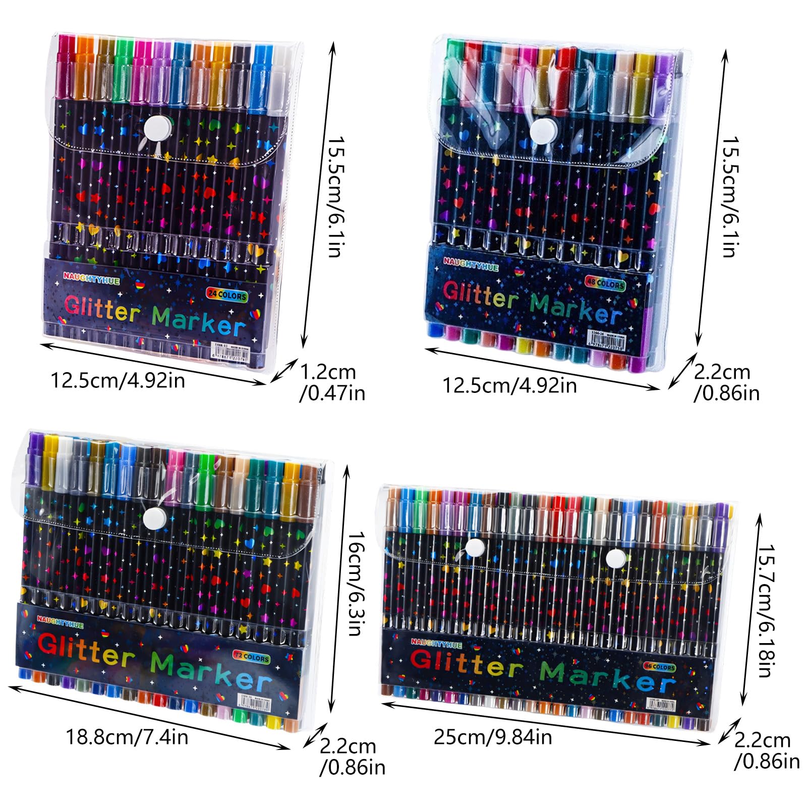 Set pennarelli glitter creativi con design a doppia estremità, penne artistiche per disegnare, schizzi e schizzi progetti dettaglio artigianale
