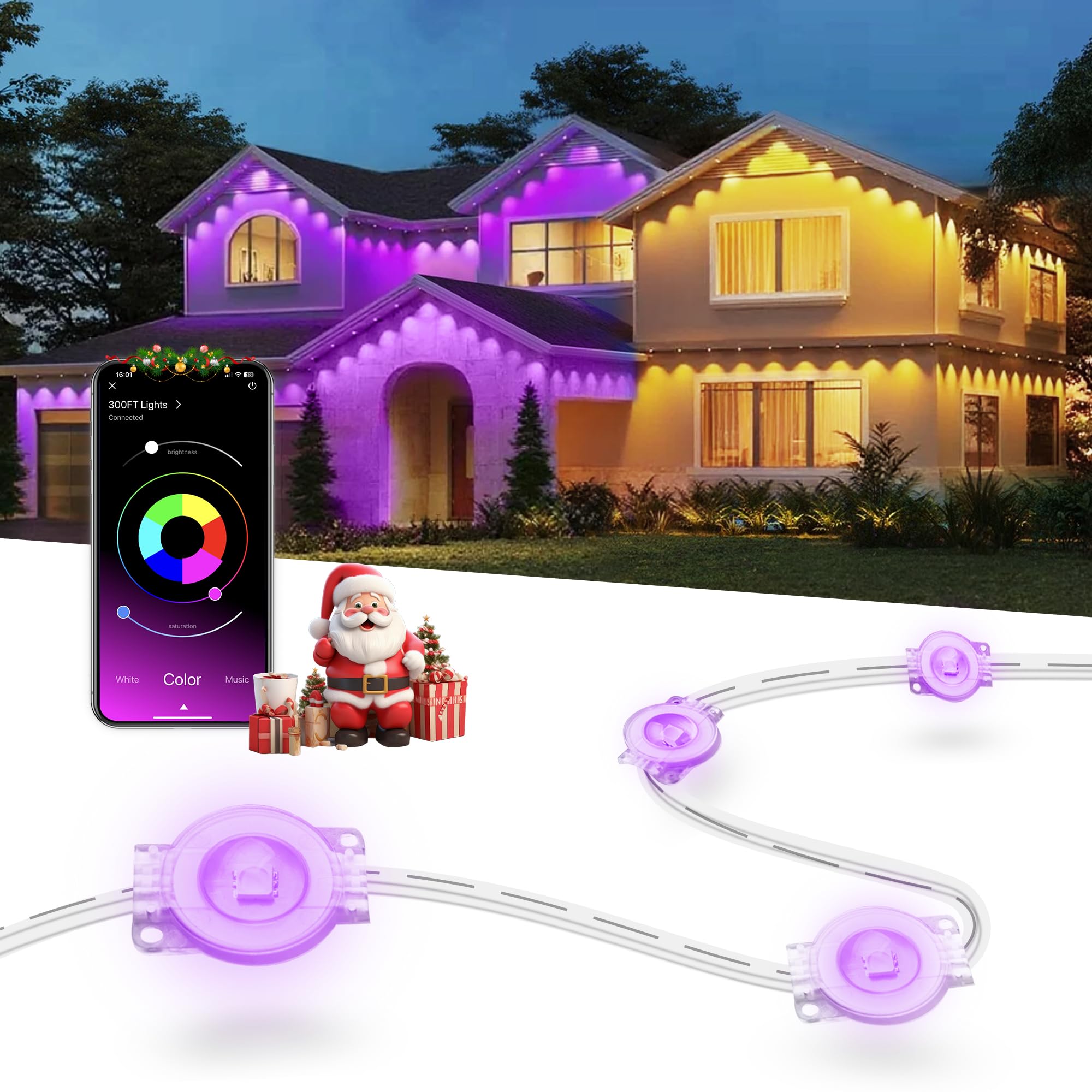 Nexillumi 300ft Permanent Outdoor Lights for House, 2025 New Smart