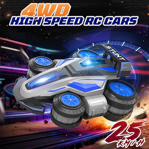 Miniatura 4 de Rc Drift - Coche de control remoto de alta velocidad, auto de acrobacias RC giratorio de 360 con luces y música, camión RC de 2.4 GHz, Wheelie 4WD,