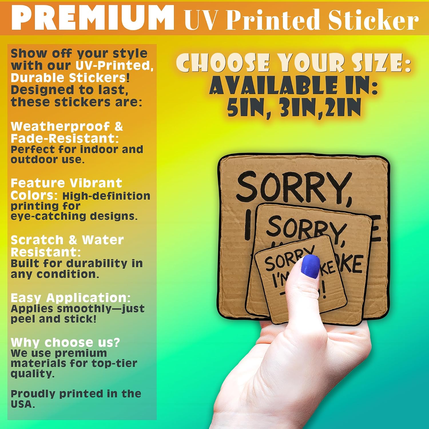Sorry I’m Broke Too Vinyl Decal Sticker | Funny Relatable Cardboard Sign Design | Humor Parody Decal | Multiple Size Options | Cars, Laptops, Water Bottles (3in- 2pack) image 2