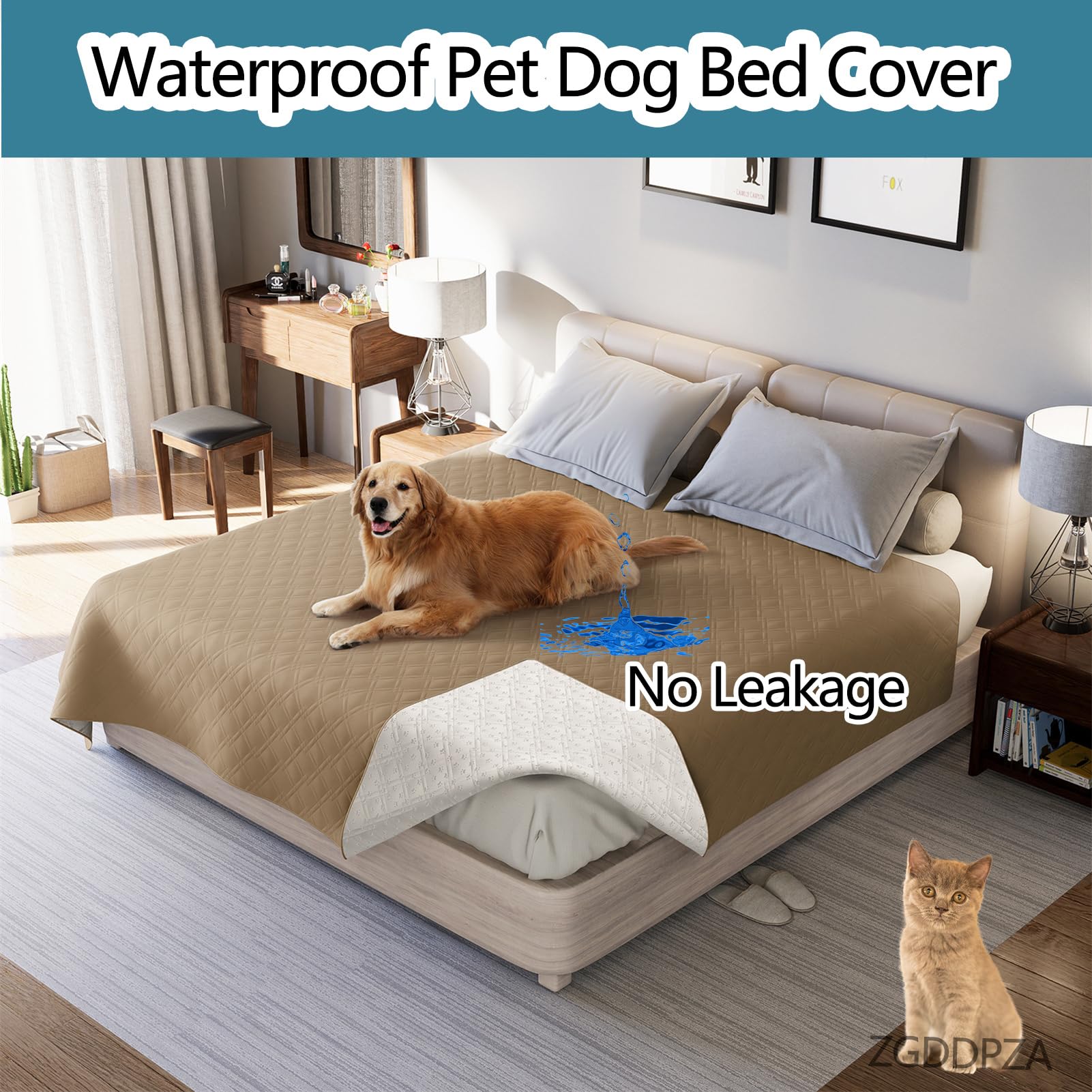 Couverture Imperméable pour Animal De Compagnie Couvre-lit Housse De Canapé Lavable pour Animal De Compagnie, Tapis De Protection pour Meubles (208 x 208 cm/82 x 82 in,Taupe)