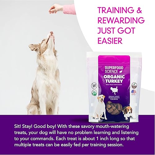 Miniatura 7 de Golosinas orgánicas para perros pequeños, medianos y grandes  Golosinas de entrenamiento de pavo para cachorros y perros adultos, sin granos,