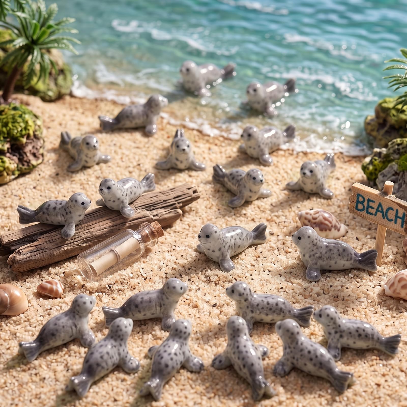 AceOrbit 50 Pcs Mini Resin Seal Figurines, Small Sea Creatures