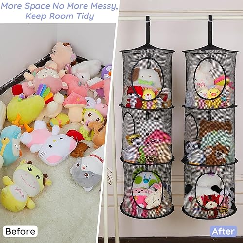 Miniatura 7 de Basumee Red de animales de peluche o hamaca para colgar animales de peluche, hamaca de red de juguetes para animales de peluche, hamaca de malla